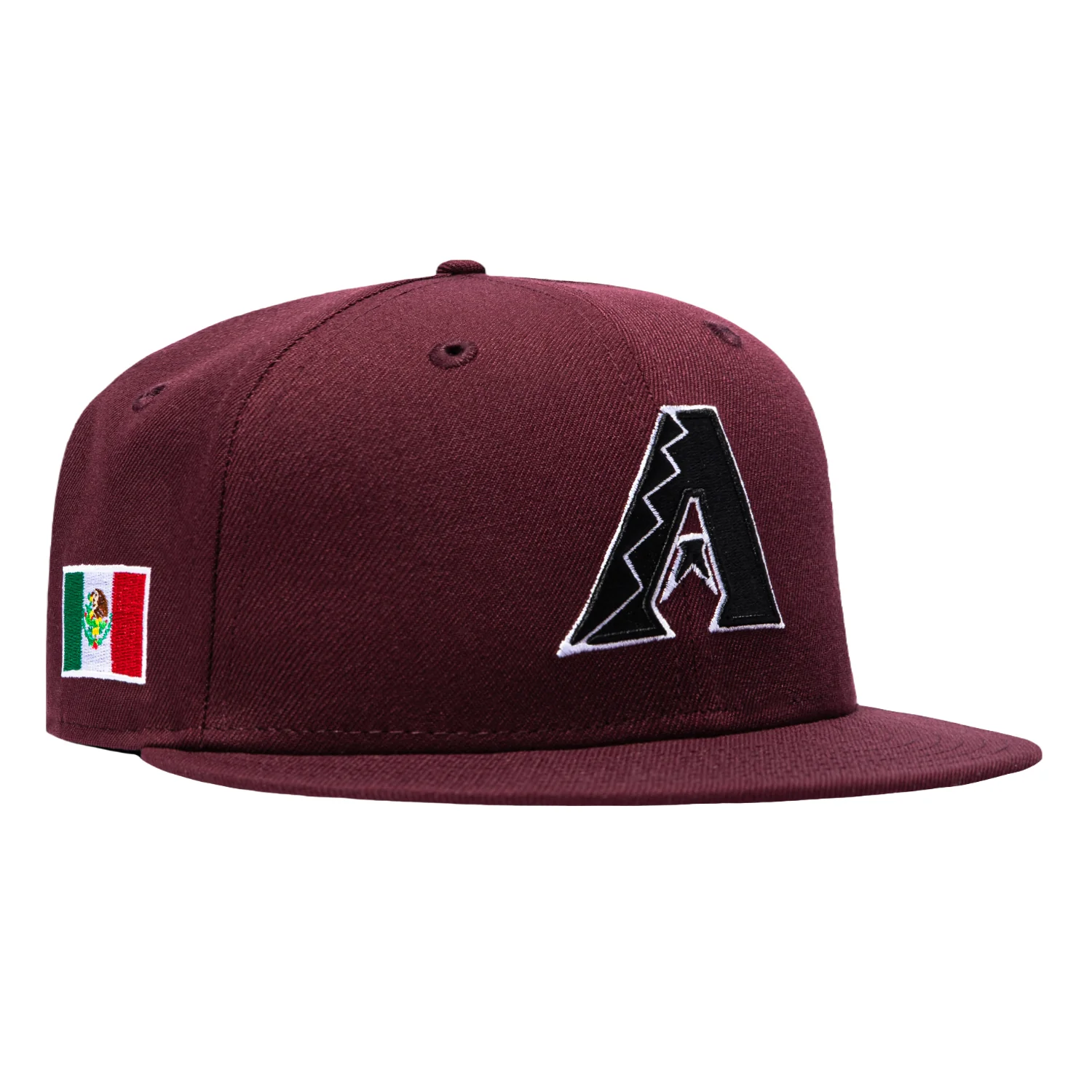 New Era 59Fifty Arizona Diamondbacks Mexico Flag Patch A Hat - Maroon, Black, White