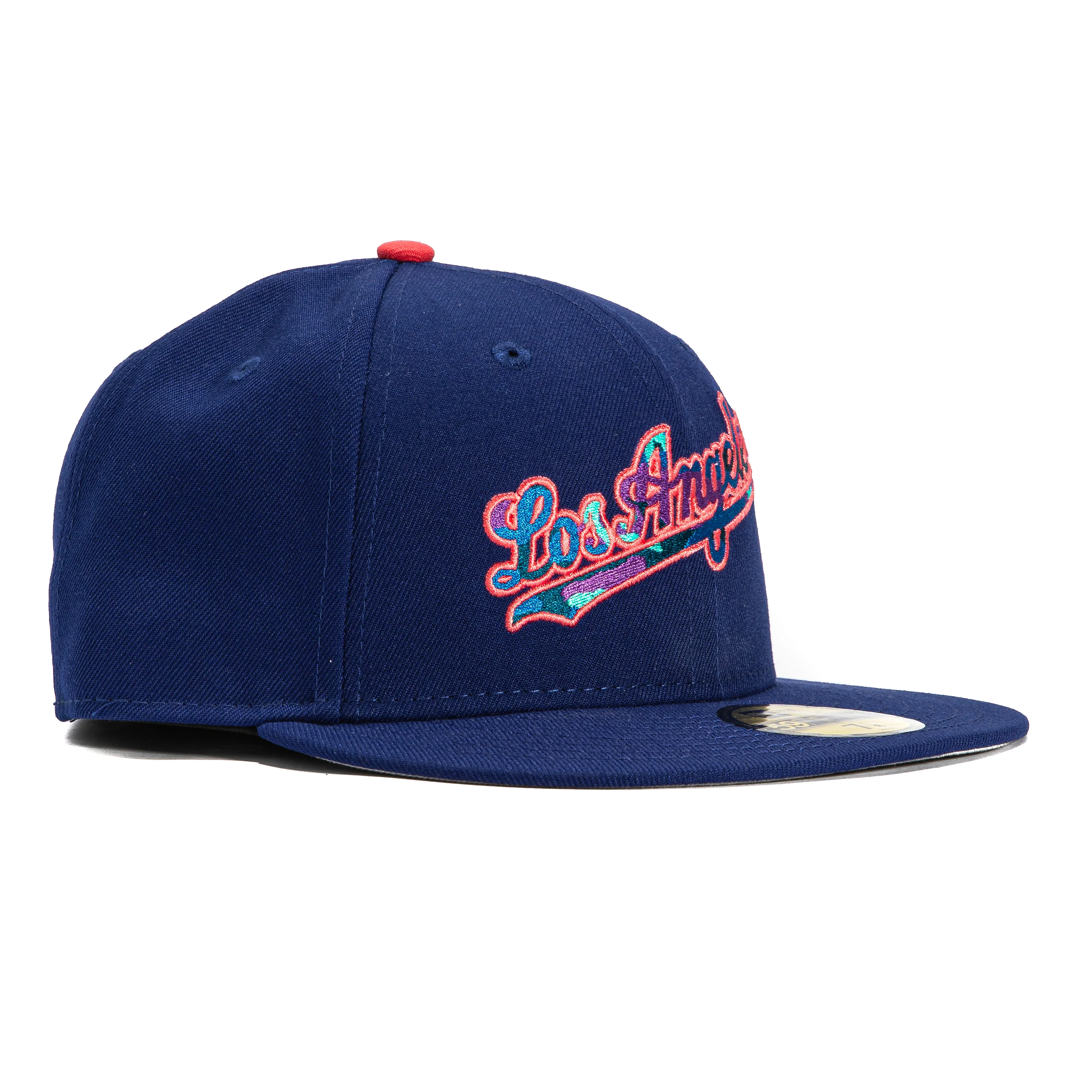 New Era 59Fifty Los Angeles Dodgers Camo Script Hat - Royal, Teal, Infrared