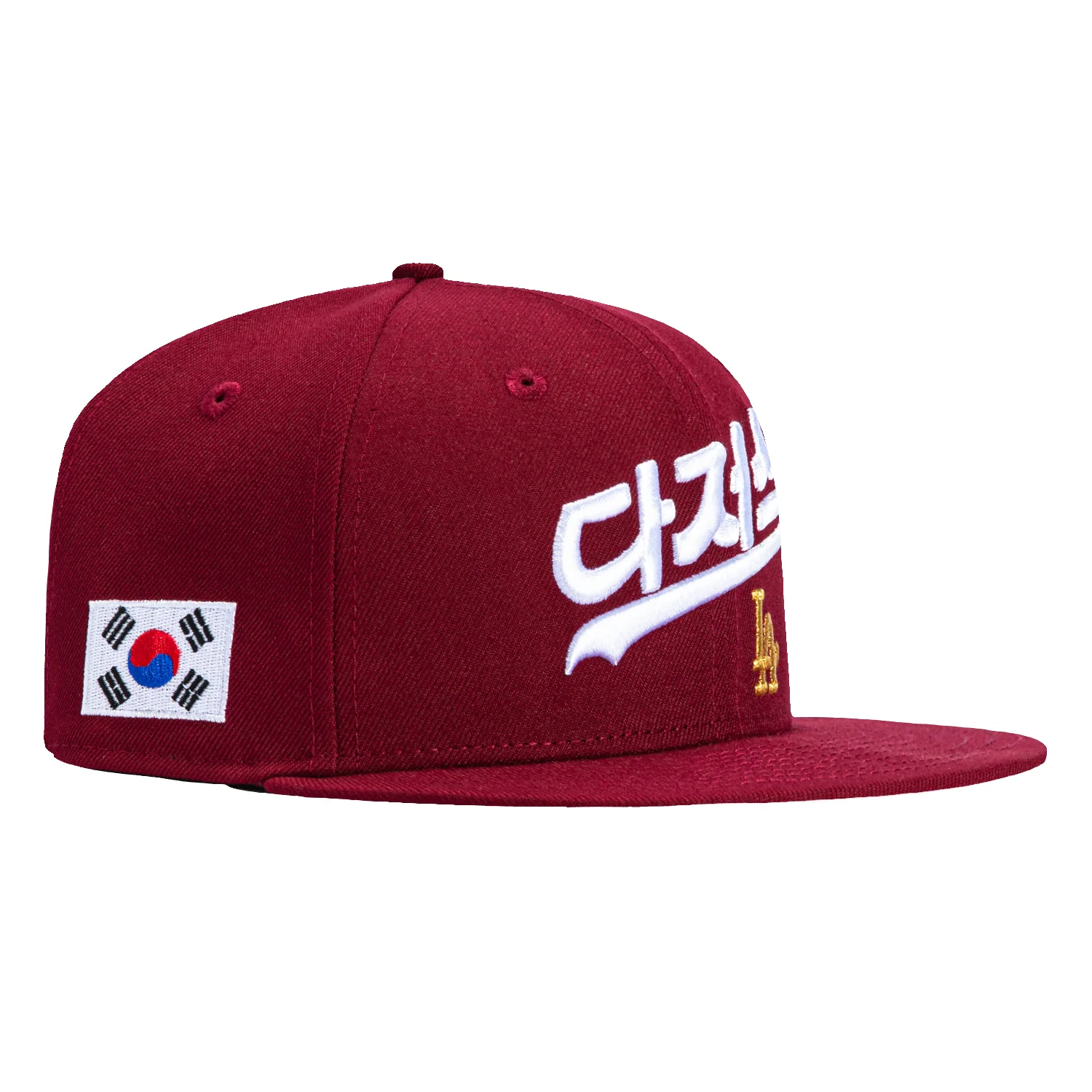 New Era 59Fifty Los Angeles Dodgers Korea Flag Patch Korean Script Hat - Cardinal