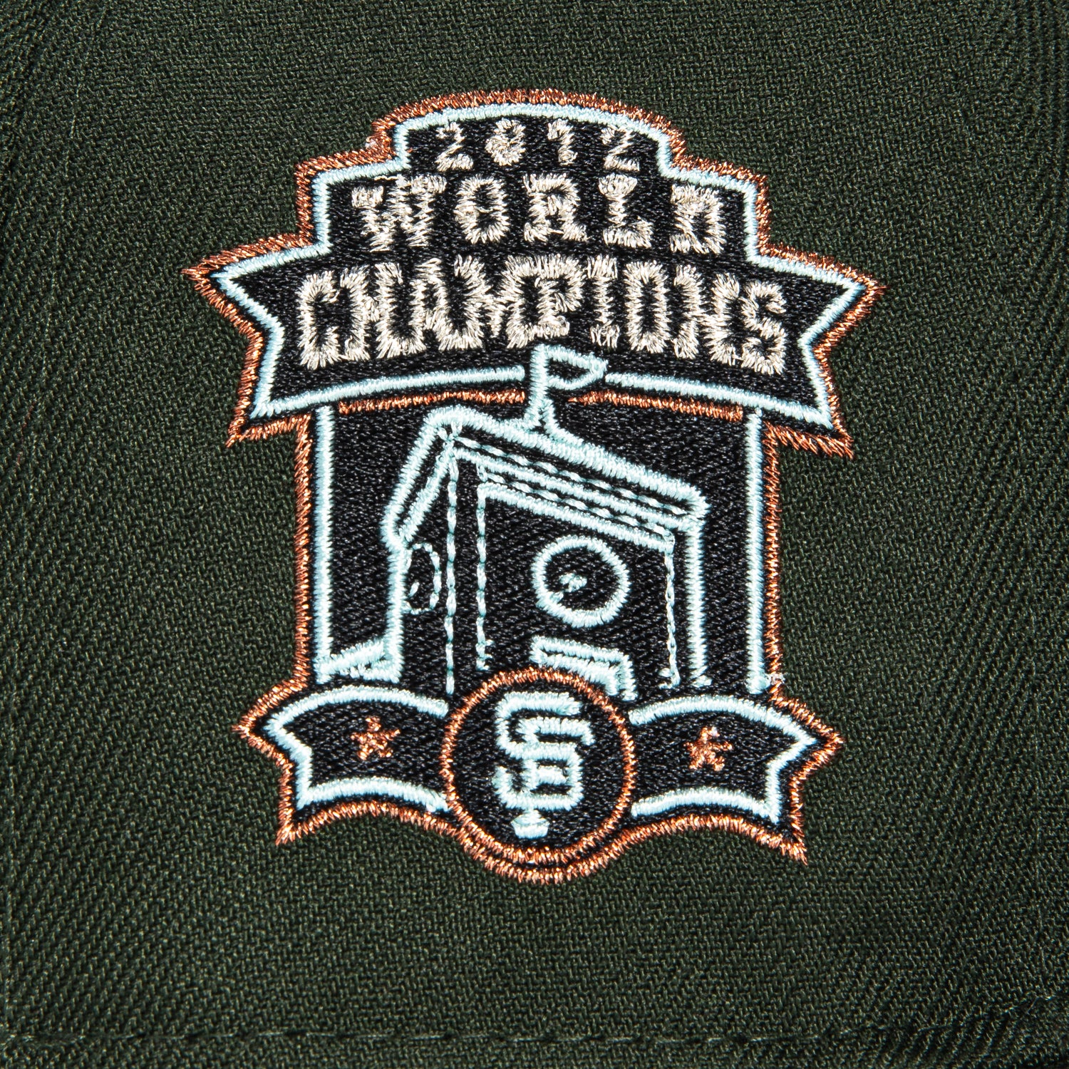 New Era 59Fifty San Francisco Giants 2012 World Series Champions Patch Hat - Green, White, Metallic Copper - Image 5