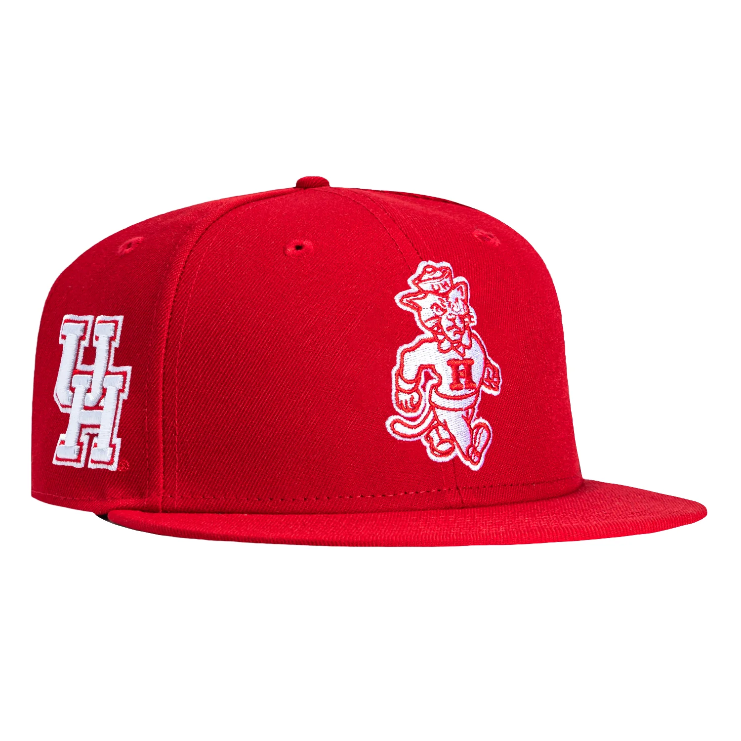 New Era 59Fifty Houston Cougars Logo Patch Mascot Hat - Red