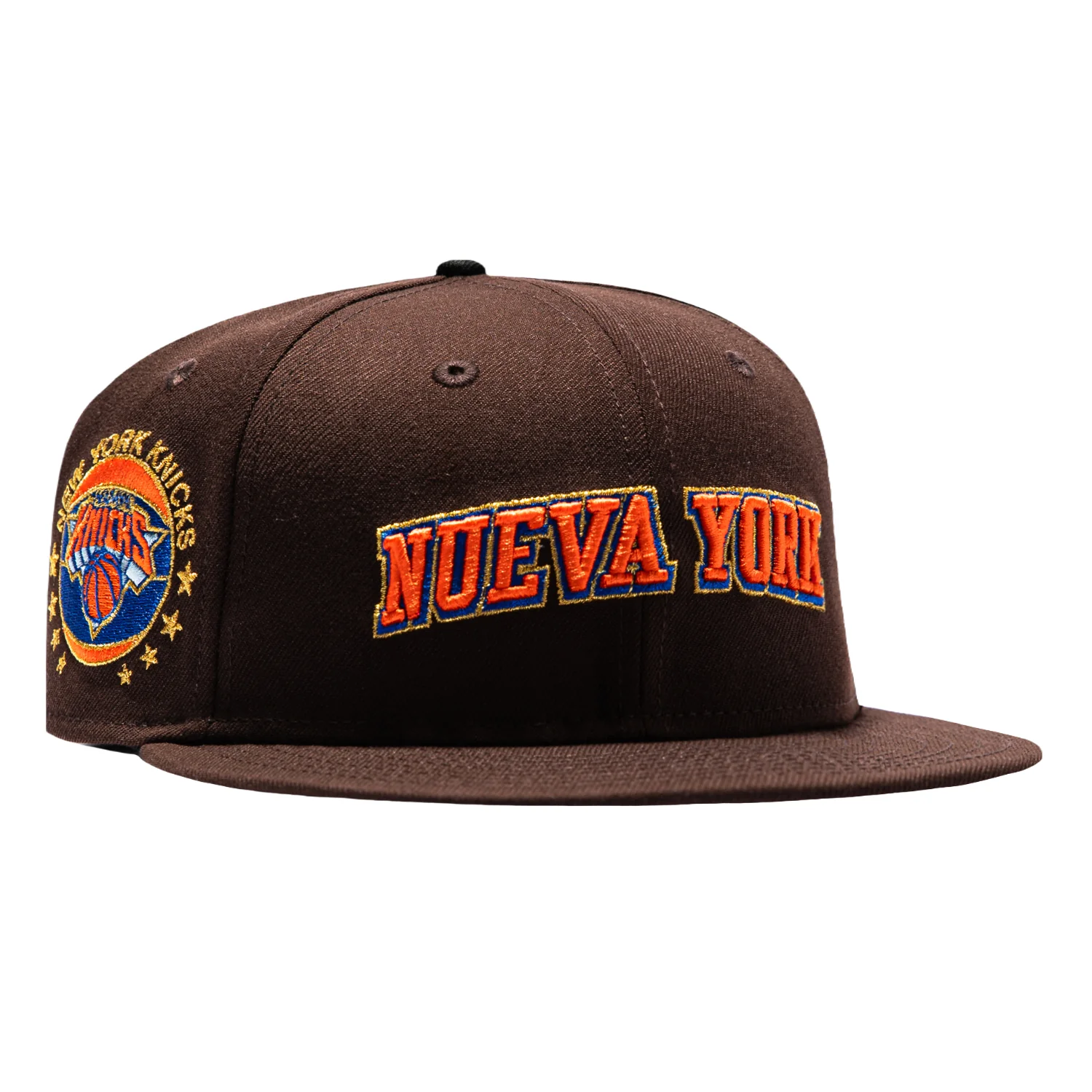 New Era 59Fifty New York Knicks Logo Patch Nueva York Hat - Brown