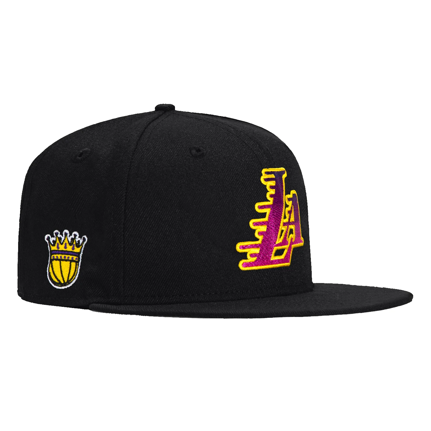 New Era 59Fifty Los Angeles Lakers Crown Logo Patch LA Gradient Hat - Black