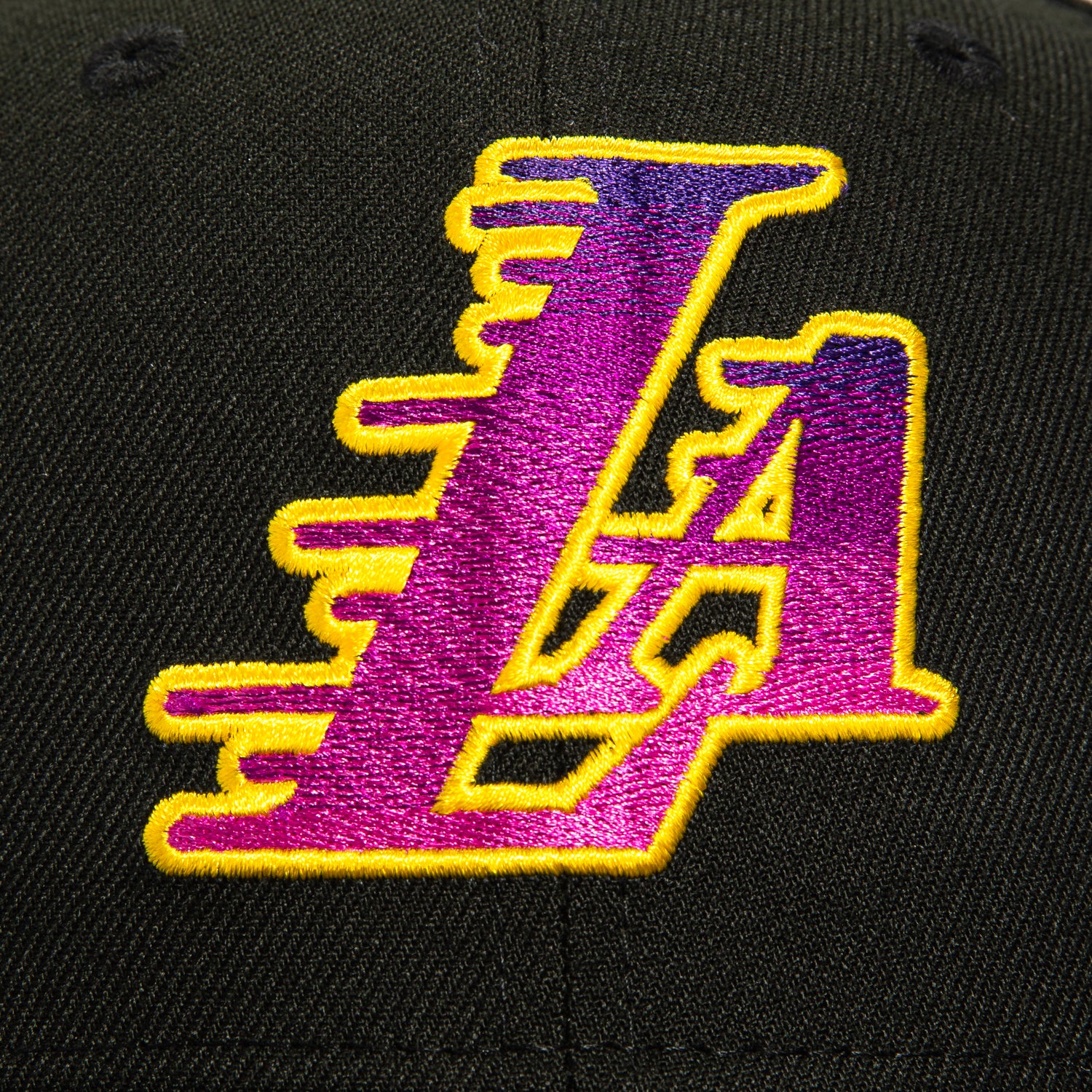 New Era 59Fifty Los Angeles Lakers Crown Logo Patch LA Gradient Hat - Black - Image 4