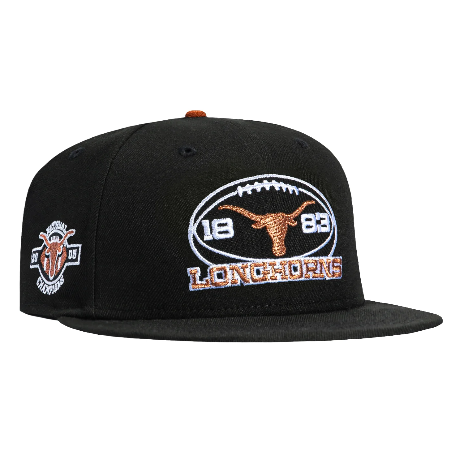 New Era 59Fifty Texas Longhorns 2005 National Champions Patch 1883 Football Hat - Black