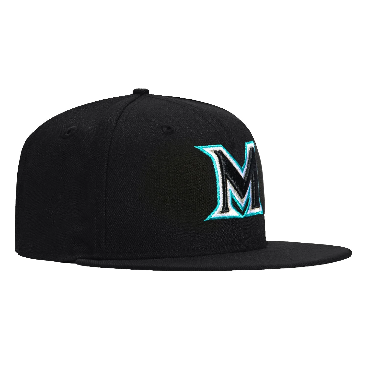 New Era 59Fifty Miami Marlins 2025 City Connect M Hat - Black, Teal, Metallic Silver