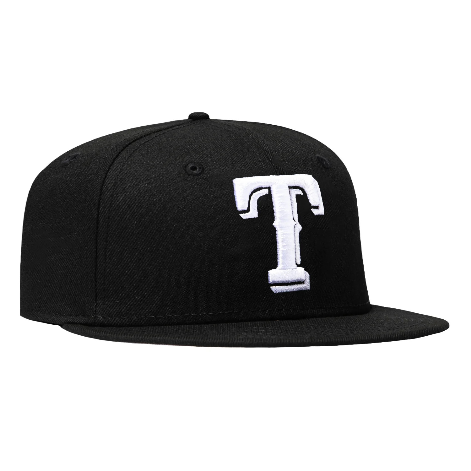 New Era 59Fifty Texas Rangers Hat - Black, Black, White