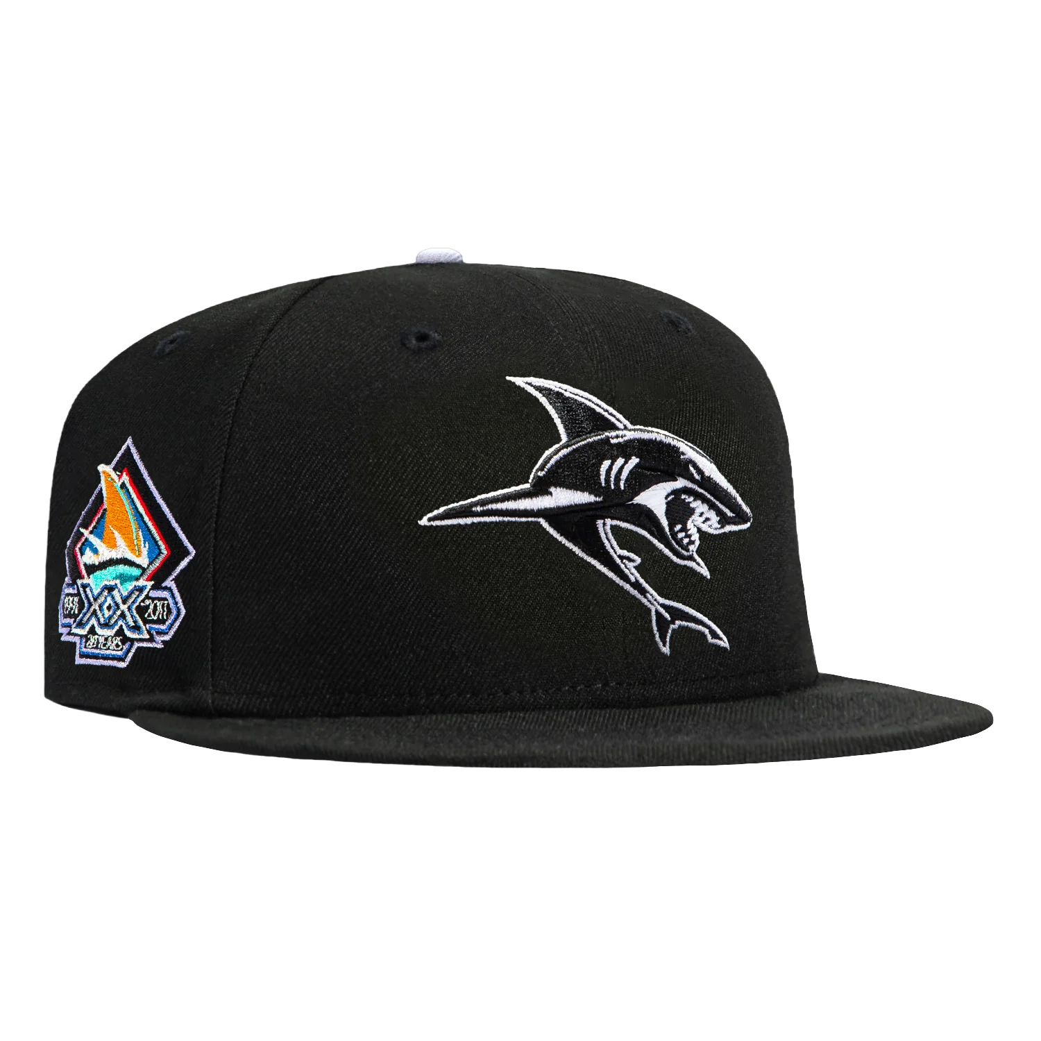 New Era 59Fifty San Jose Sharks 20th Anniversary Patch Alternate Hat - Black, White
