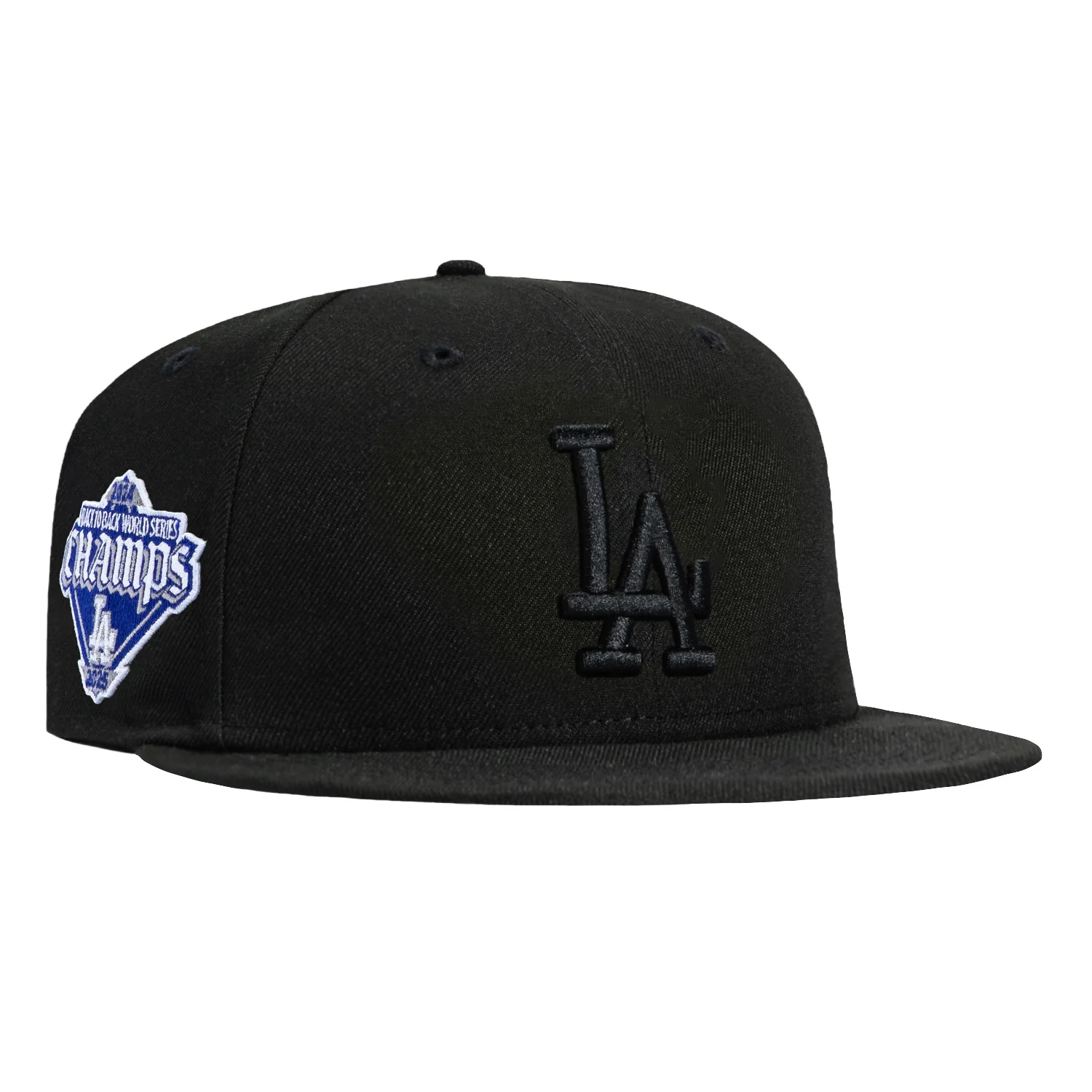 New Era 9Fifty A-Frame Los Angeles Dodgers Back-To-Back World Series Champions Diamond Patch Snapback Hat - Black, Black