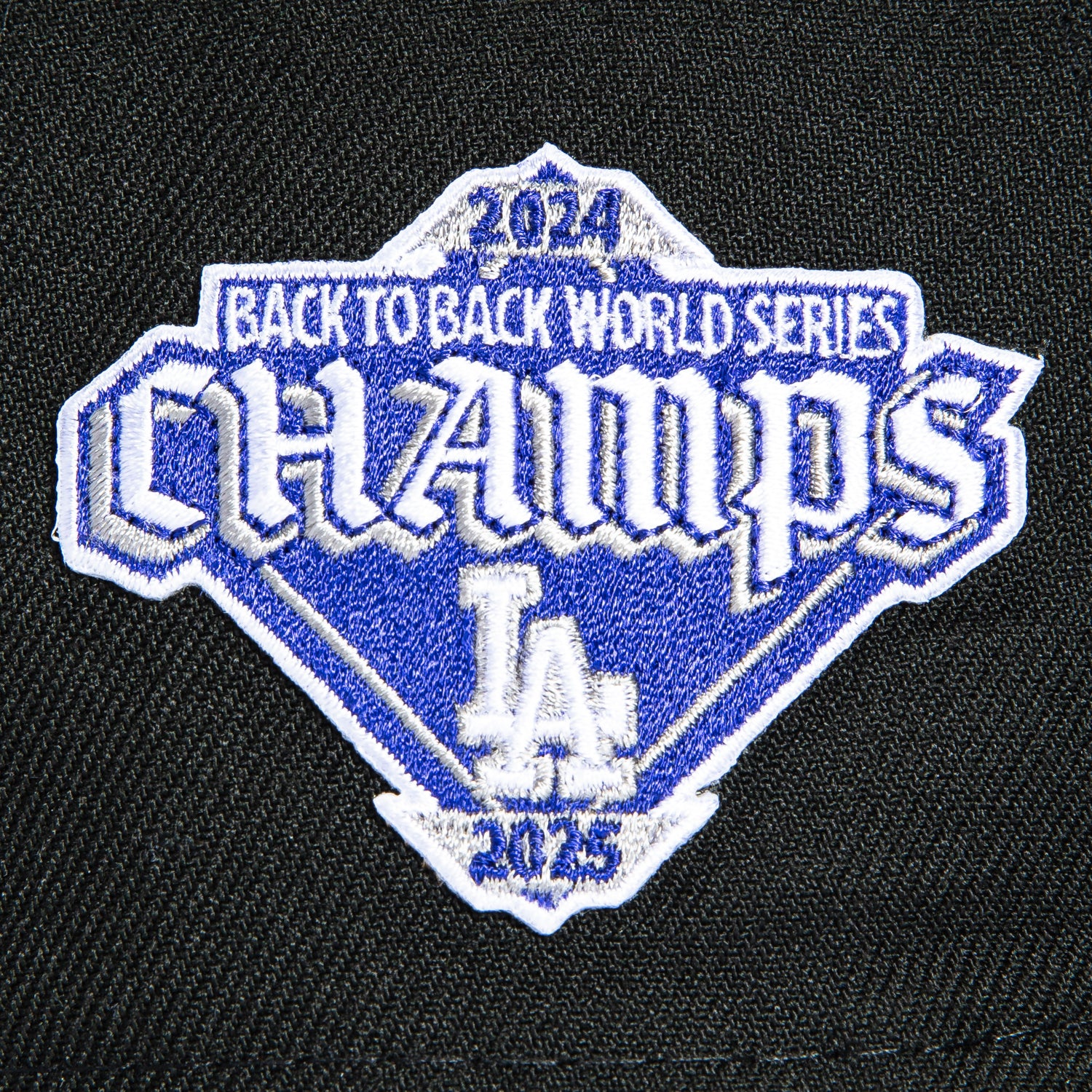 New Era 9Fifty A-Frame Los Angeles Dodgers Back-To-Back World Series Champions Diamond Patch Snapback Hat - Black, Black - Image 4