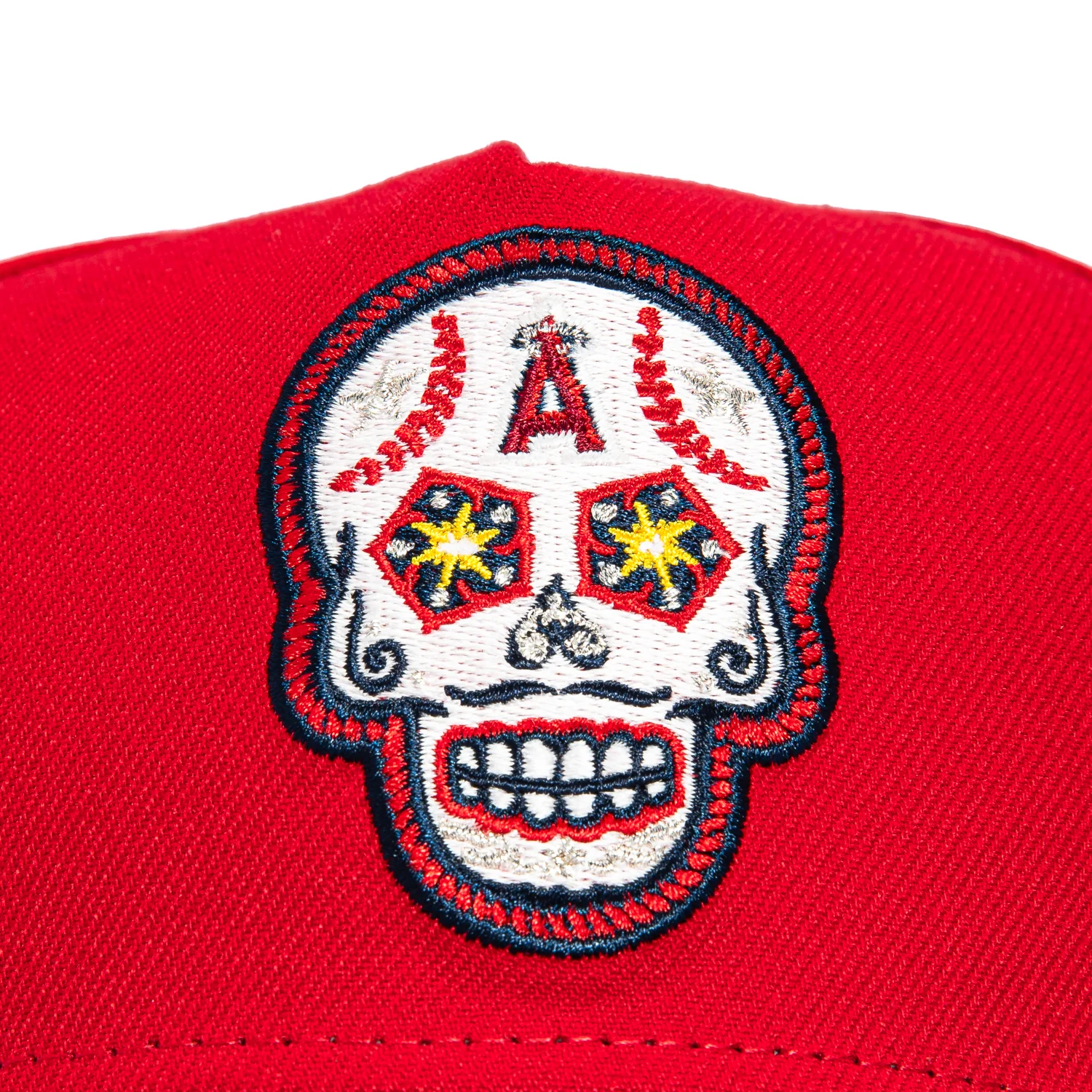 New Era 9Forty A-Frame Los Angeles Angels Sugar Skull Snapback Hat - Red, Black - Image 3