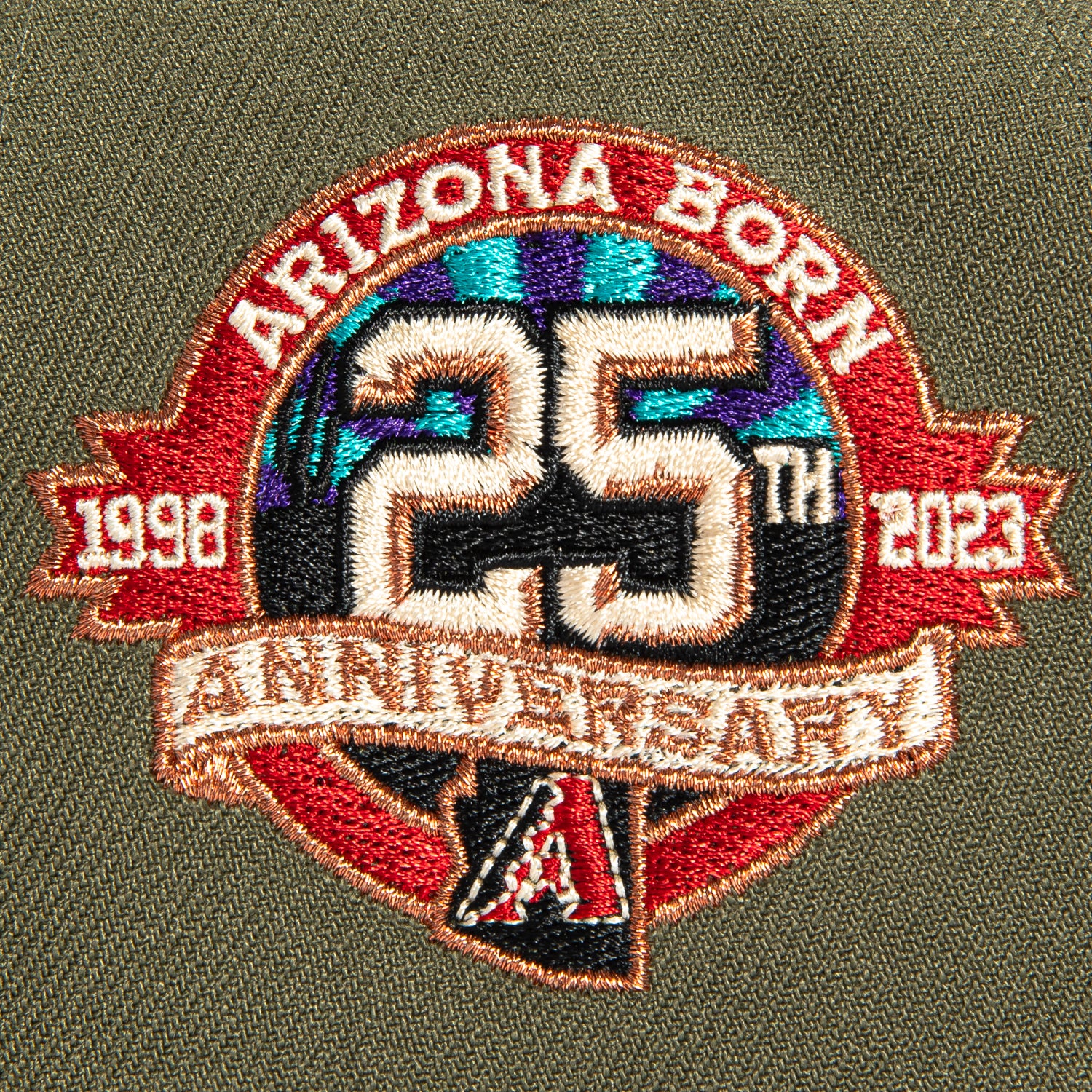New Era 9Forty A-Frame Arizona Diamondbacks 25th Anniversary Patch A Snapback Hat - Olive, Orange - Image 4