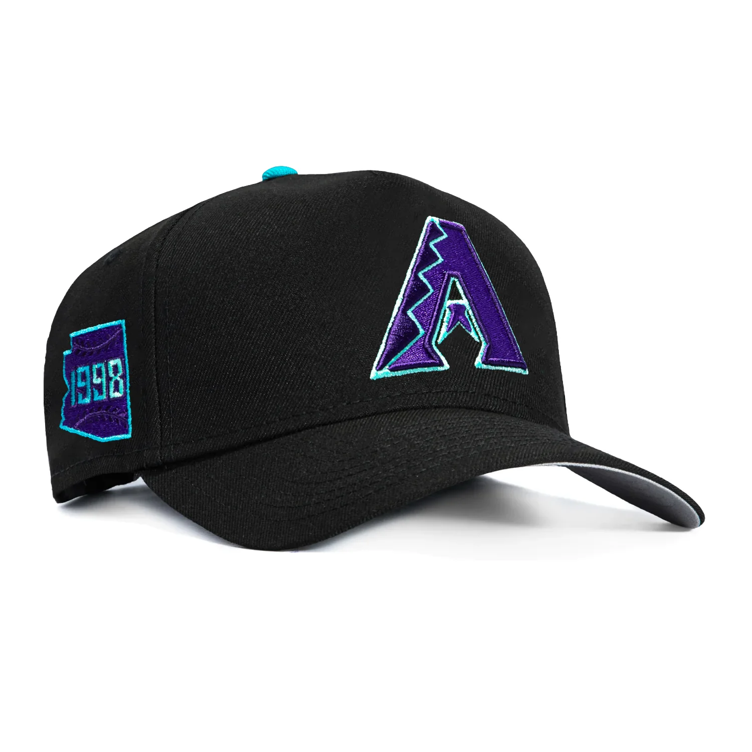 New Era 9Forty A-Frame Arizona Diamondbacks 2025 City Connect 1998 Patch A Snapback Hat - Black, Purple, Teal
