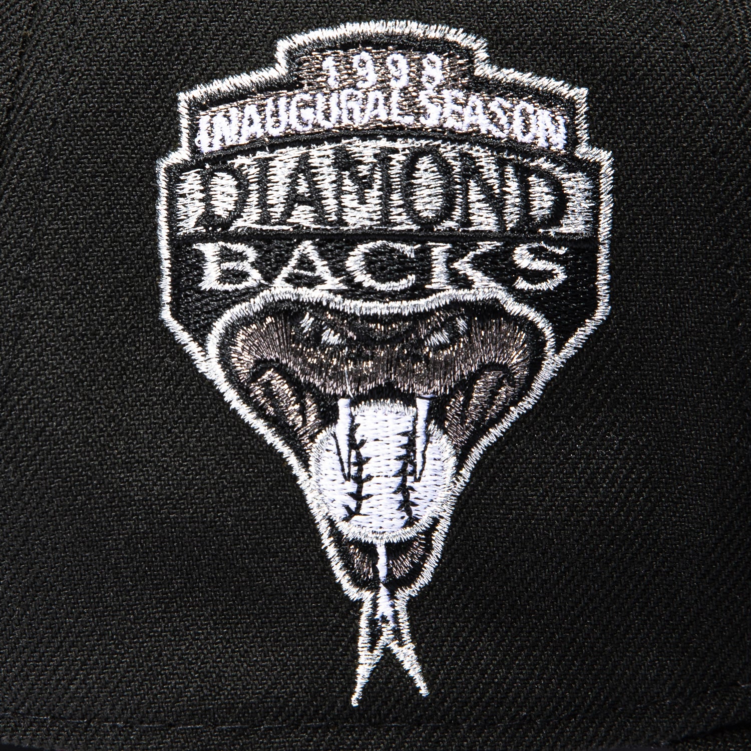 New Era 9Forty A-Frame Arizona Diamondbacks Inaugural Patch D Snapback Hat - Black, Metallic Silver, White - Image 4