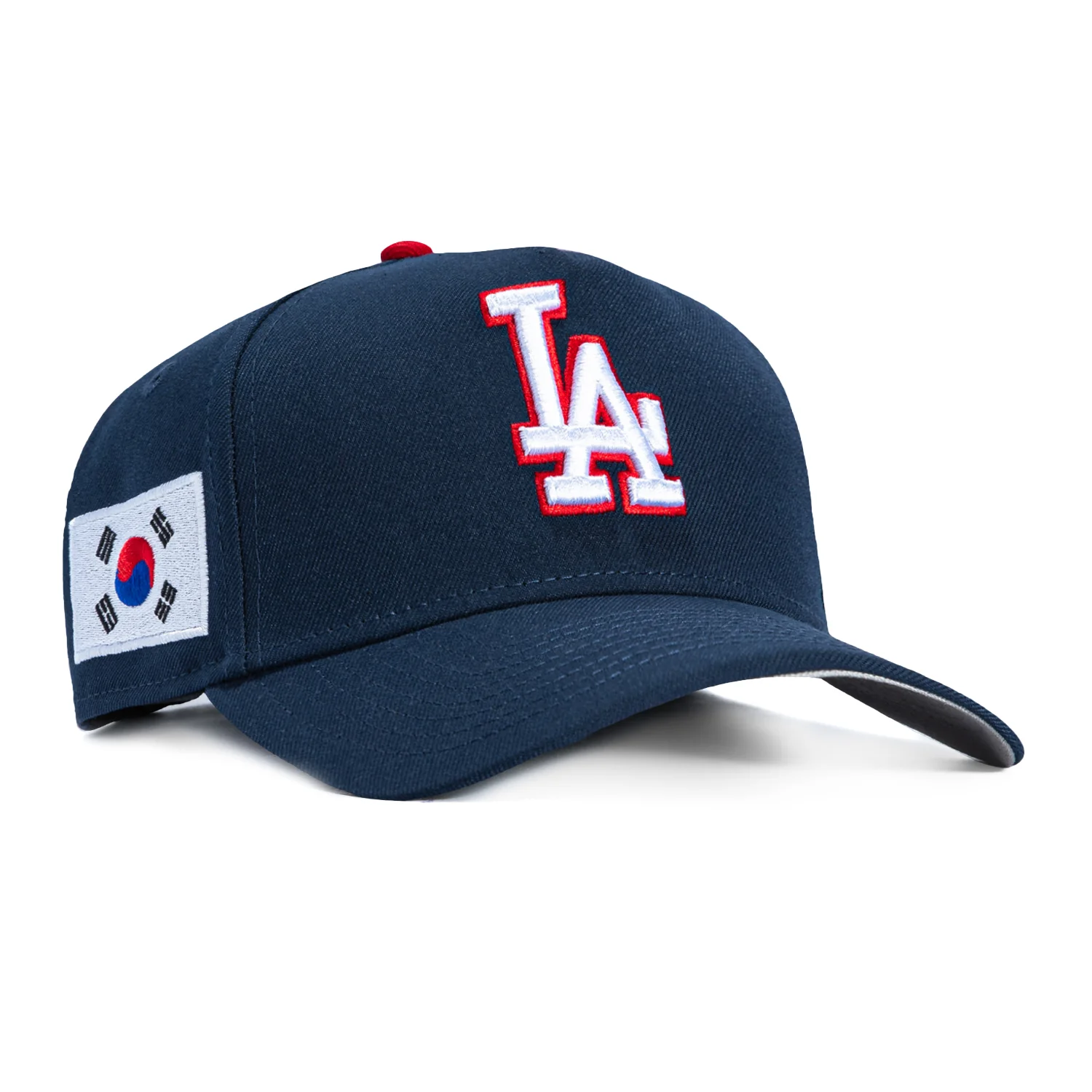 New Era 9Forty A-Frame Los Angeles Dodgers Korea Flag Patch Snapback Hat - Navy, White, Red