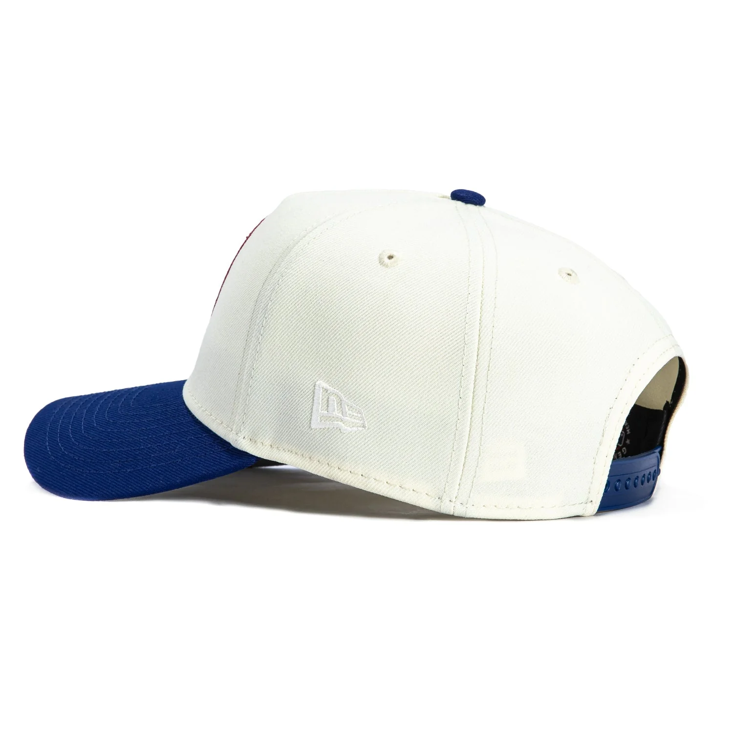 New Era 9Forty A-Frame Los Angeles Dodgers Logo Patch 1984 Olympic Stadium Snapback Hat - White, Royal - Image 2