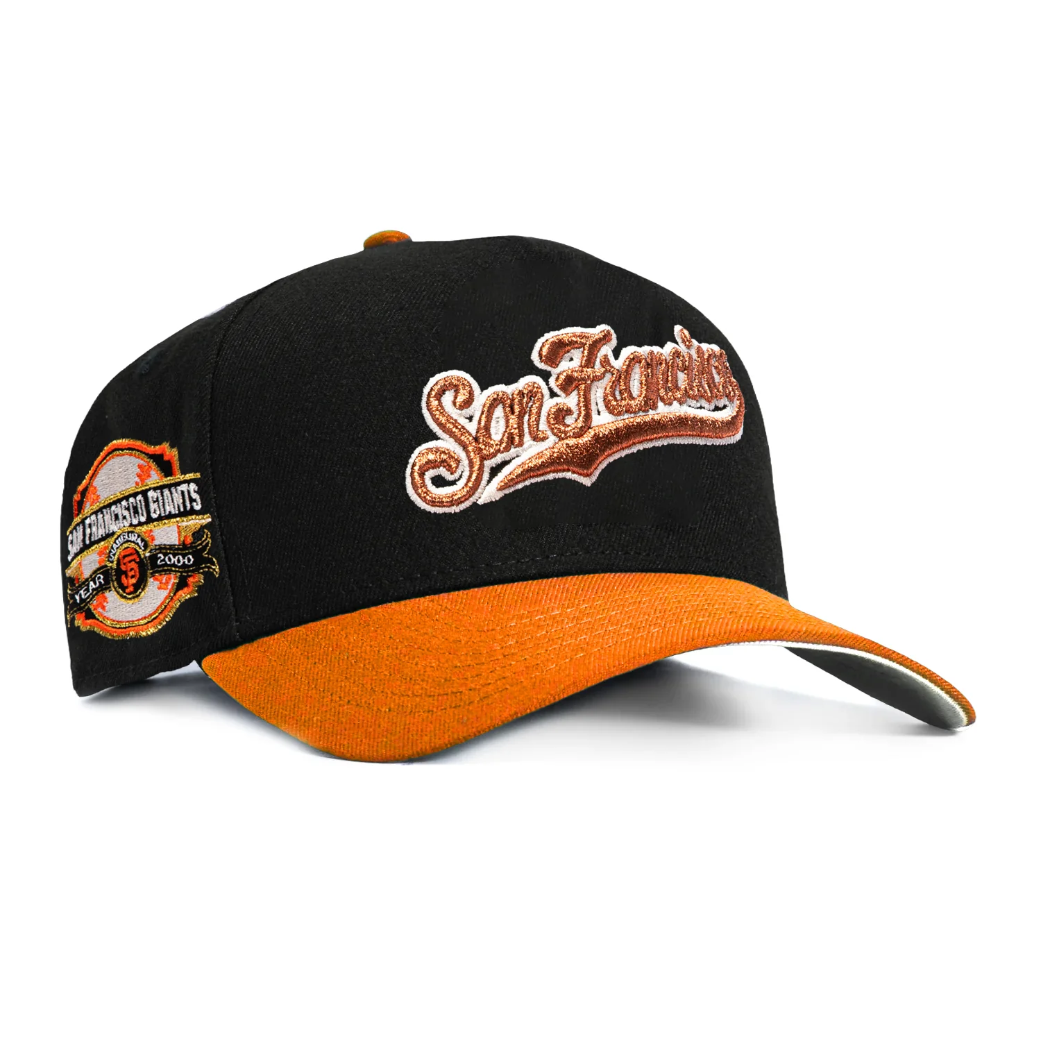 New Era 9Forty A-Frame San Francisco Giants Inaugural Patch Snapback Script Hat - Black, Burnt Orange