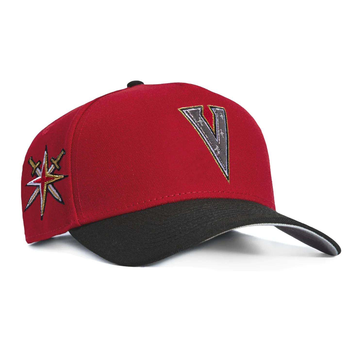 New Era 9Forty A-Frame Vegas Golden Knights Sword Cross Patch V Snapback Hat - Red, Black