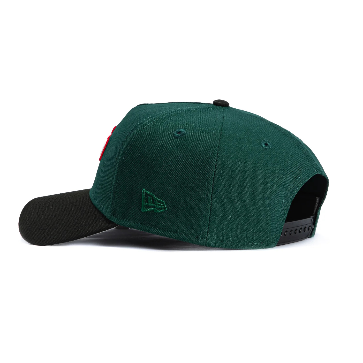 New Era 9Forty A-Frame Mexico El Tricolor Mexico Flag Patch Script Snapback Hat - Green, Black - Image 2