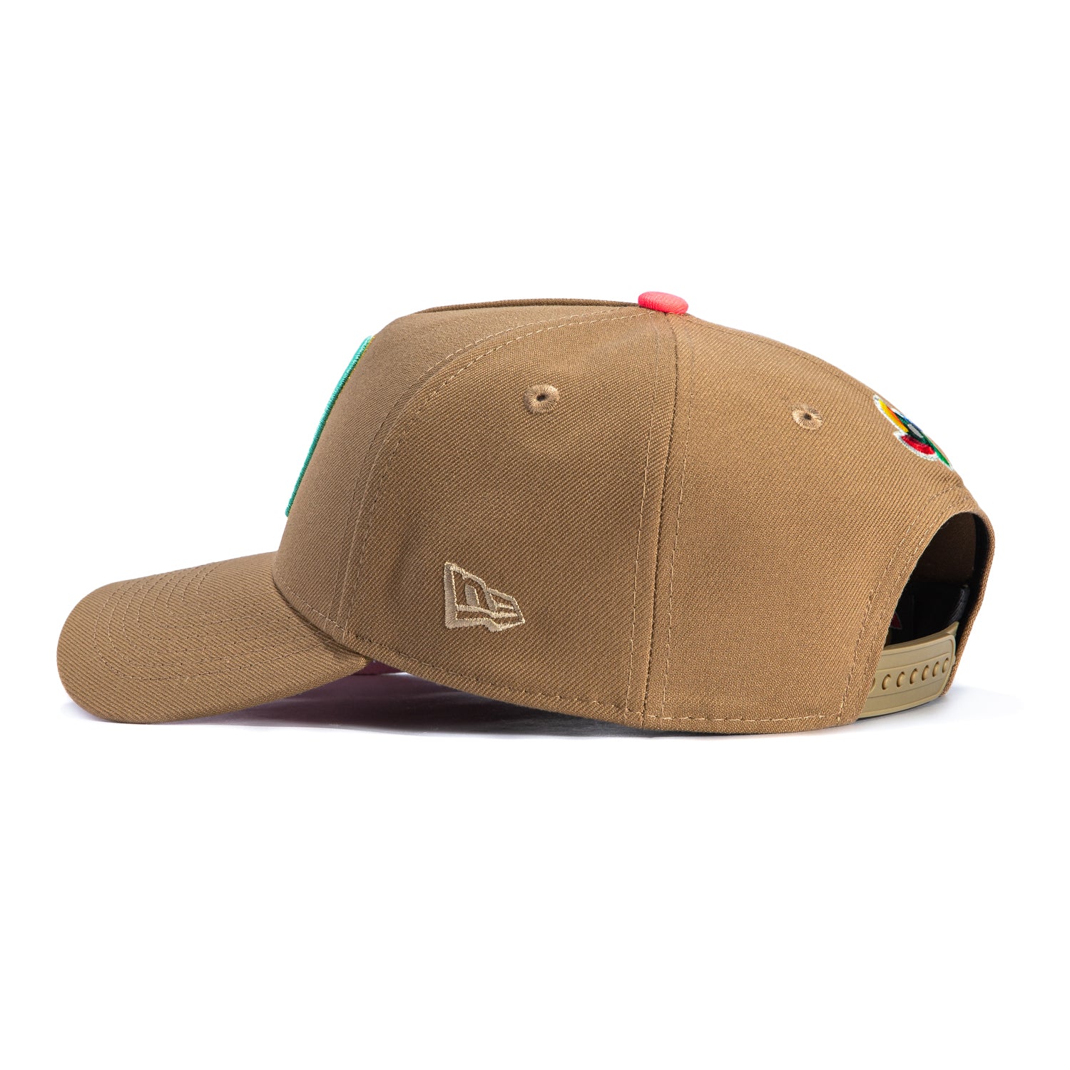 New Era 9Forty A-Frame Mexico World Baseball Classic Mexico Flag Patch Snapback Hat - Khaki, Mint, Metallic Gold - Image 2