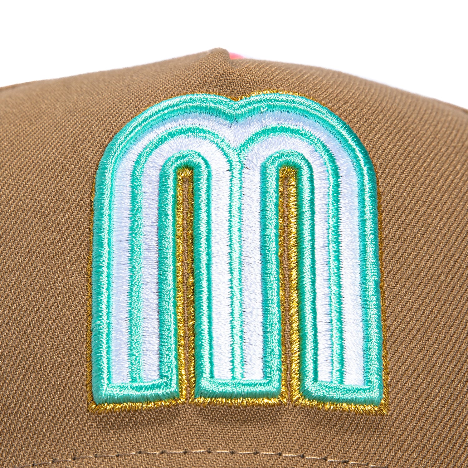 New Era 9Forty A-Frame Mexico World Baseball Classic Mexico Flag Patch Snapback Hat - Khaki, Mint, Metallic Gold - Image 3