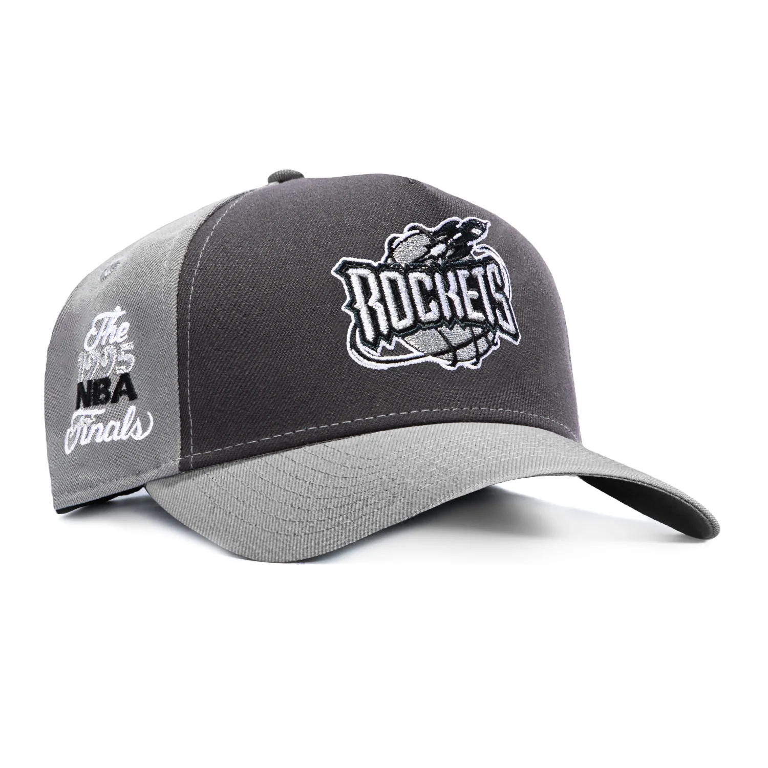 New Era 9Forty A-Frame Houston Rockets The 1995 NBA Finals Patch Rail Snapback Hat - Grey, Graphite