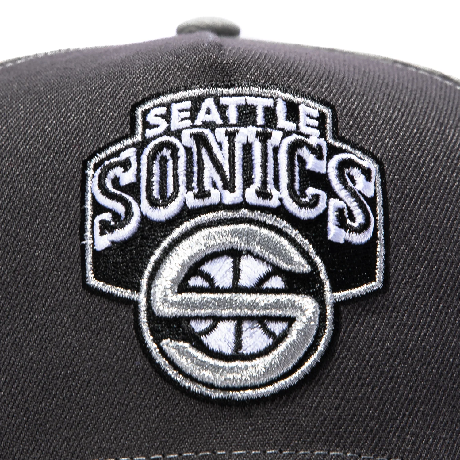 New Era 9Forty A-Frame Seattle Sonics Logo Patch Logo Rail Snapback Hat - Grey, Graphite - Image 3