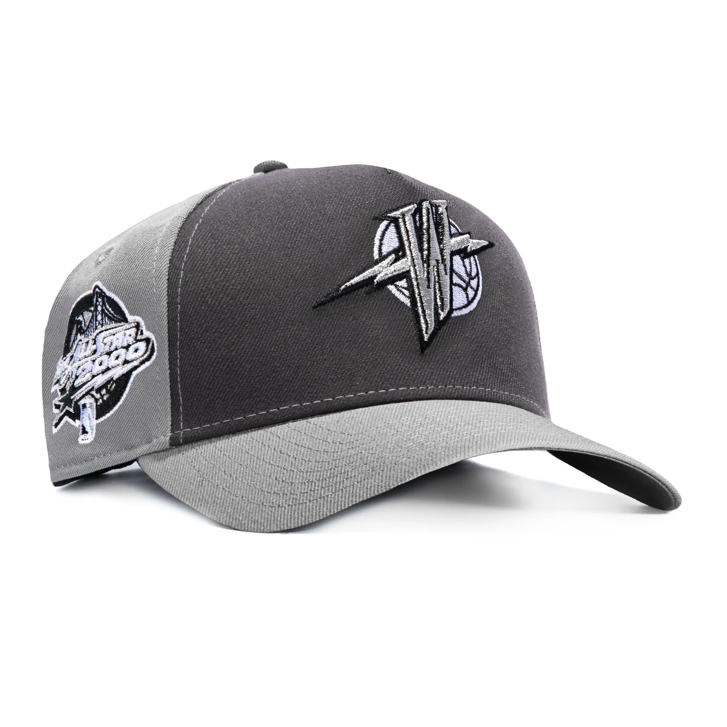 New Era 9Forty A-Frame Golden State Warriors 2000 All Star Game Patch Rail Alternate Snapback Hat - Grey, Graphite