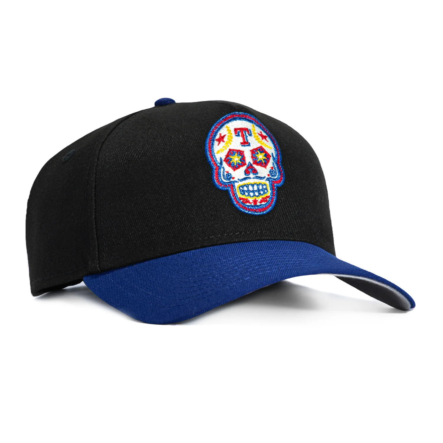 New Era 9Forty A-Frame Texas Rangers Sugar Skull Snapback Hat - Black, Royal