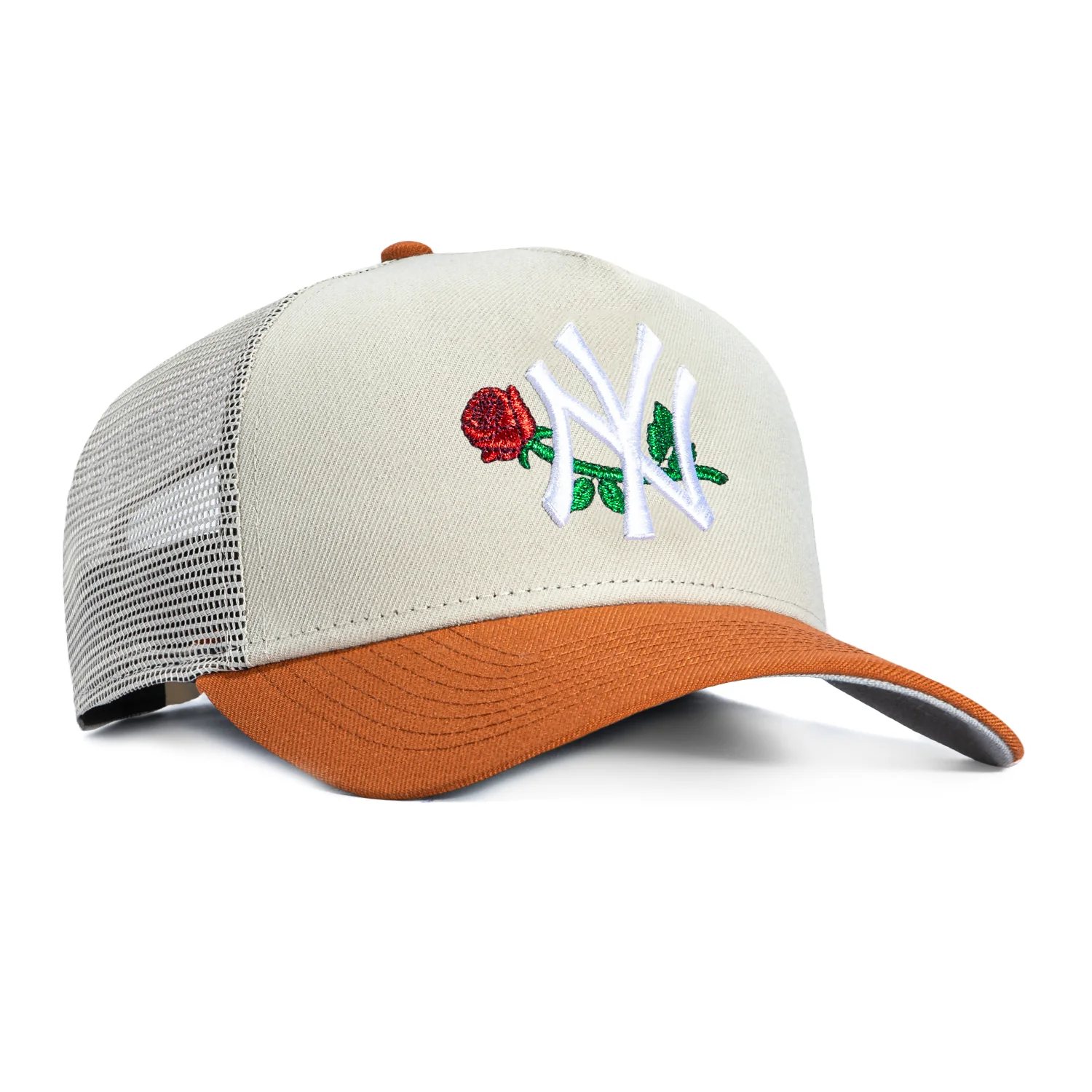 New Era 9Forty A-Frame New York Yankees Snapback Trucker Rose Hat - Stone, Brown