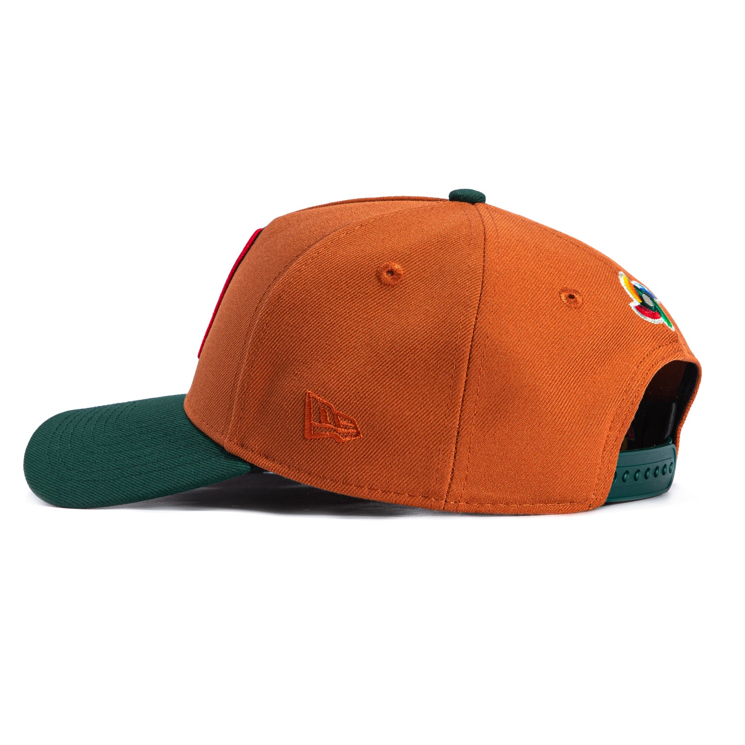 New Era 9Forty A-Frame Mexico World Baseball Classic Mexico Flag Patch Snapback Hat - Burnt Orange, Green - Image 2