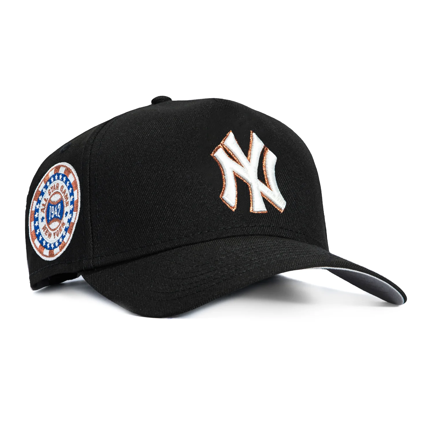New Era 9Forty A-Frame New York Yankees 1942 All Star Game Patch Snapback Hat - Black, Ivory, Metallic Copper