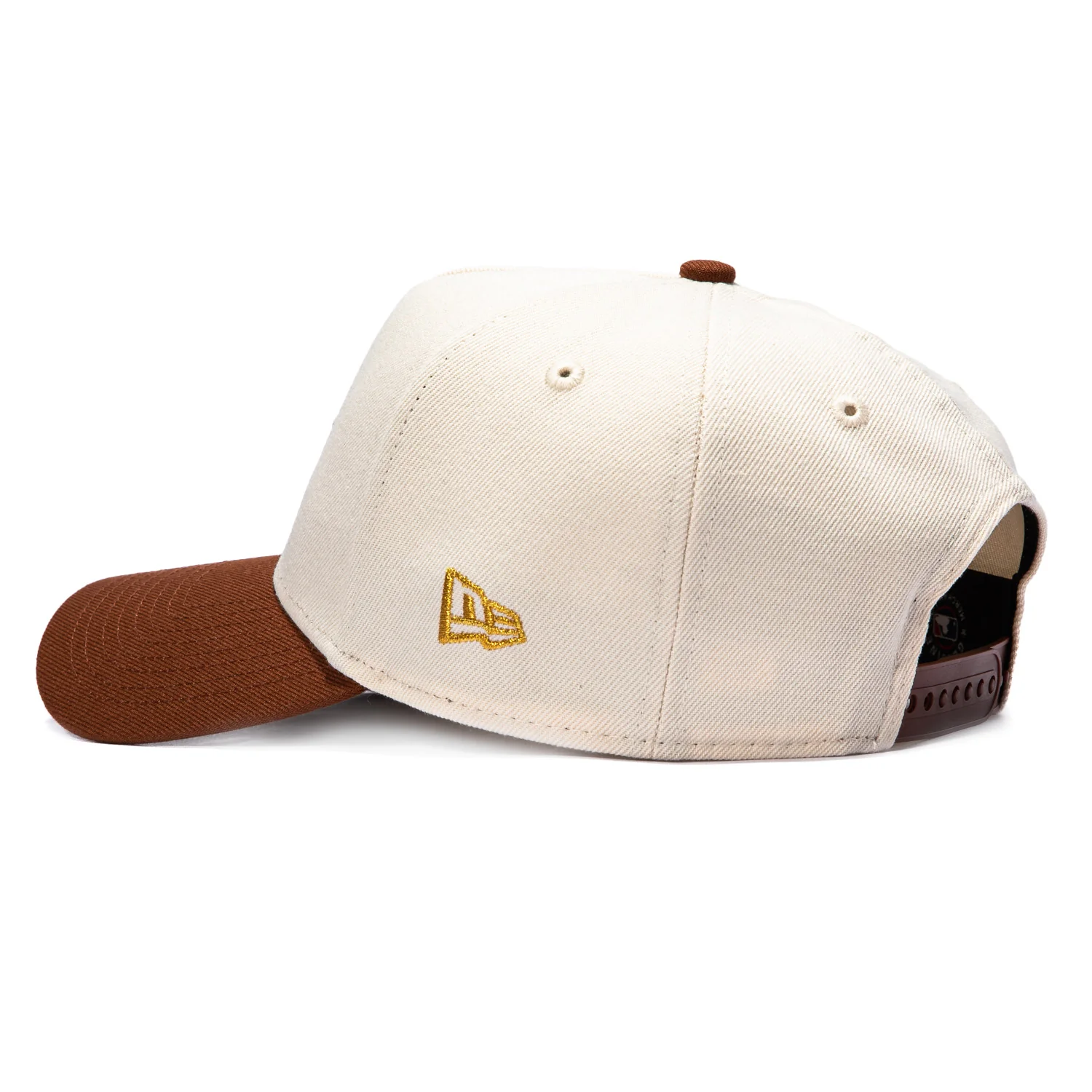 New Era 9Forty A-Frame Los Angeles Dodgers 2025 World Series Patch Snapback Hat - Cream, Brown - Image 2