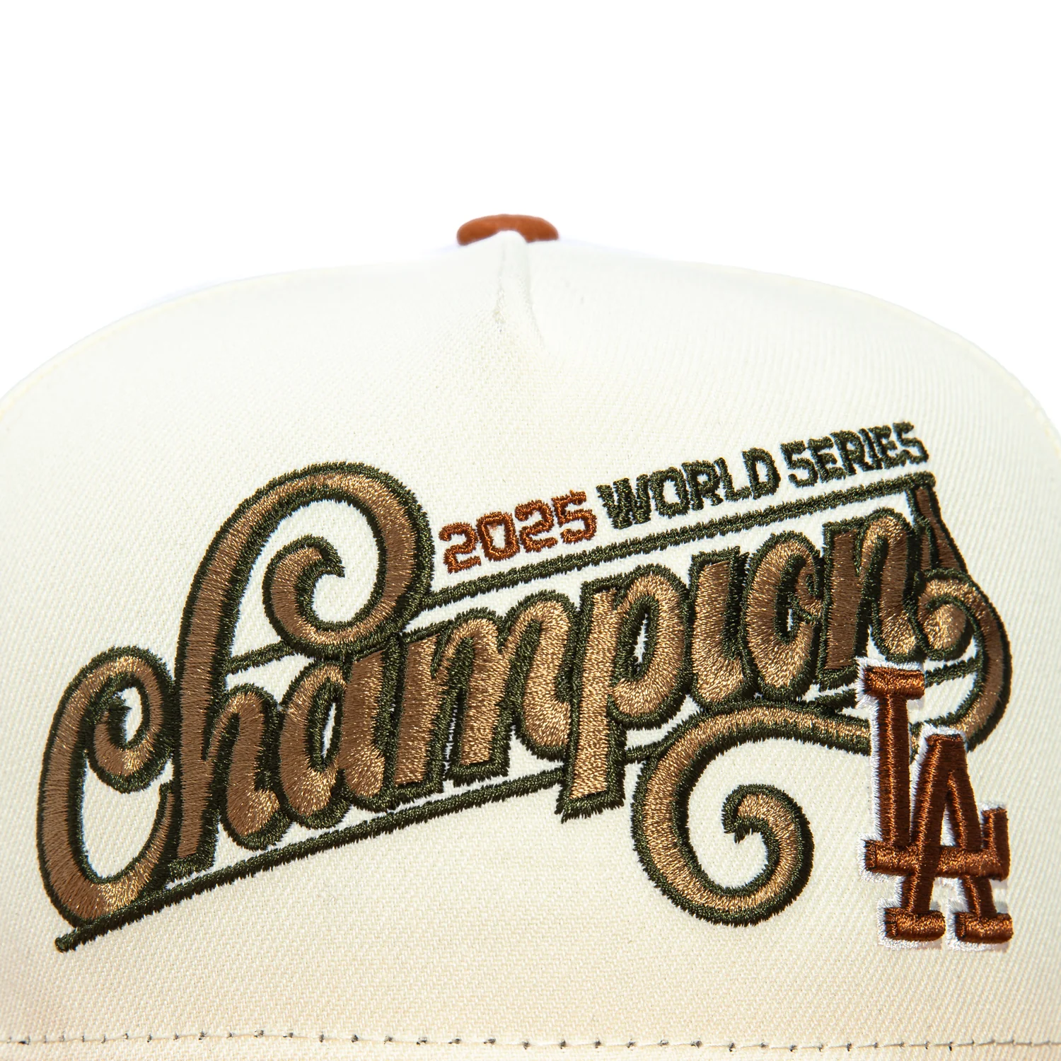 New Era 9Fifty A-Frame Los Angeles Dodgers 2025 World Series Champions Snapback Hat - Stone, Brown - Image 3