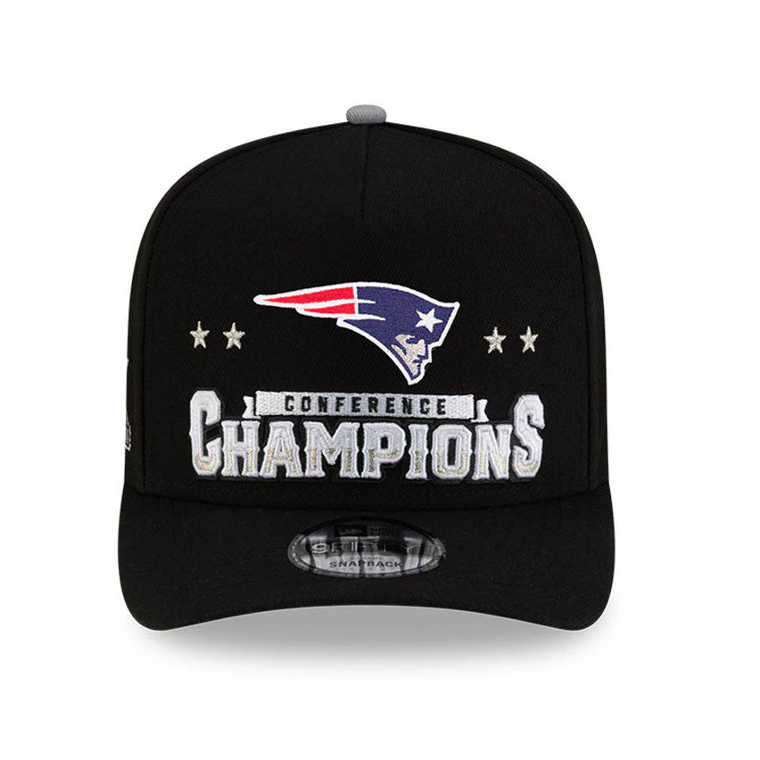 New Era 9Fifty A-Frame New England Patriots 2026 Super Bowl Patch AFC Champions Snapback Hat - Black - Image 2