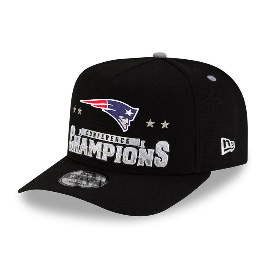 New Era 9Fifty A-Frame New England Patriots 2026 Super Bowl Patch AFC Champions Snapback Hat - Black - Image 3