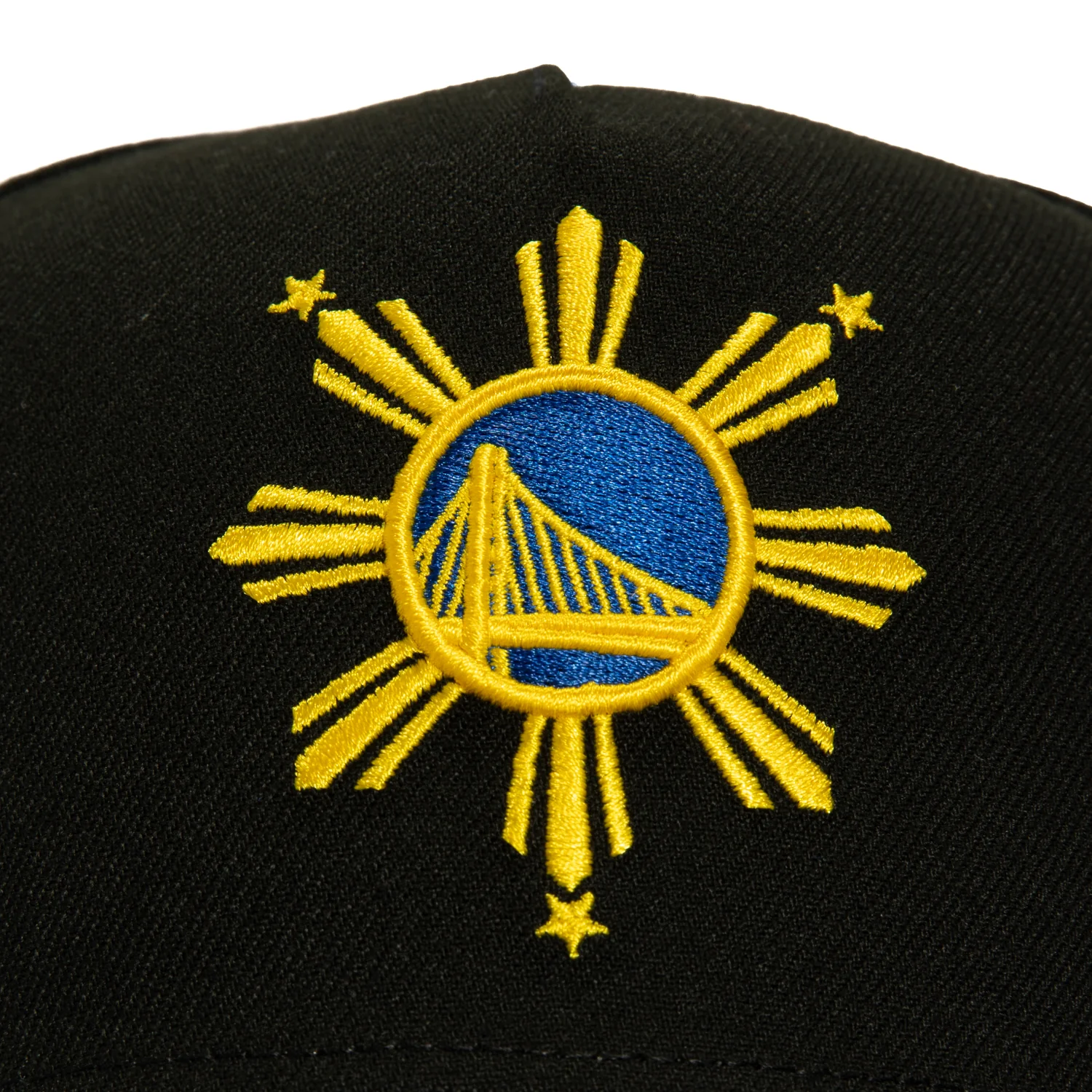 New Era 9Fifty A-Frame Golden State Warriors The Bay Patch Filipino Sun Snapback Hat - Black, Royal - Image 3