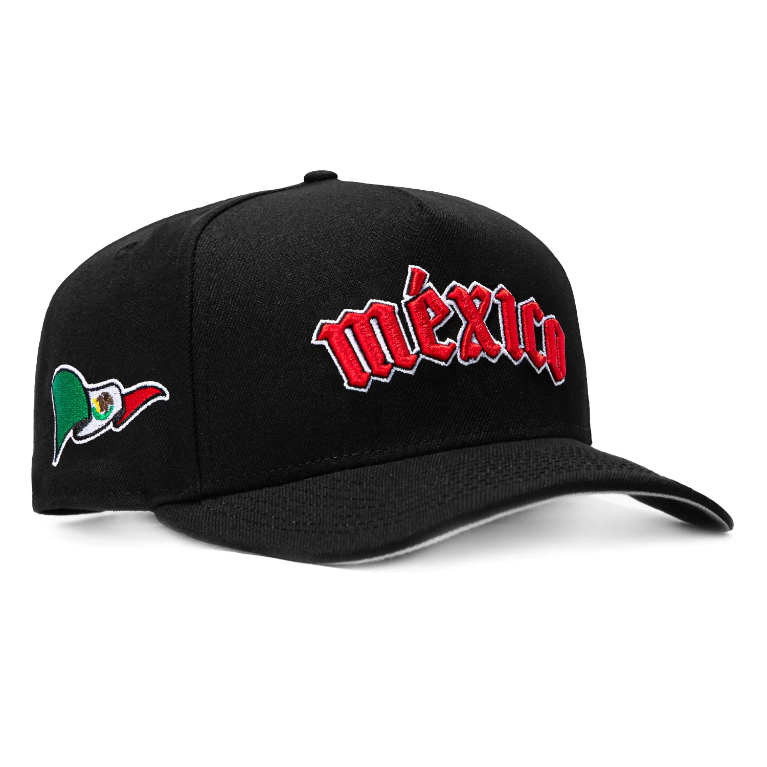 New Era 9Fifty A-Frame 2026 Del Mundo Mexico Flag Patch Old English Snapback Pre-curved Hat - Black