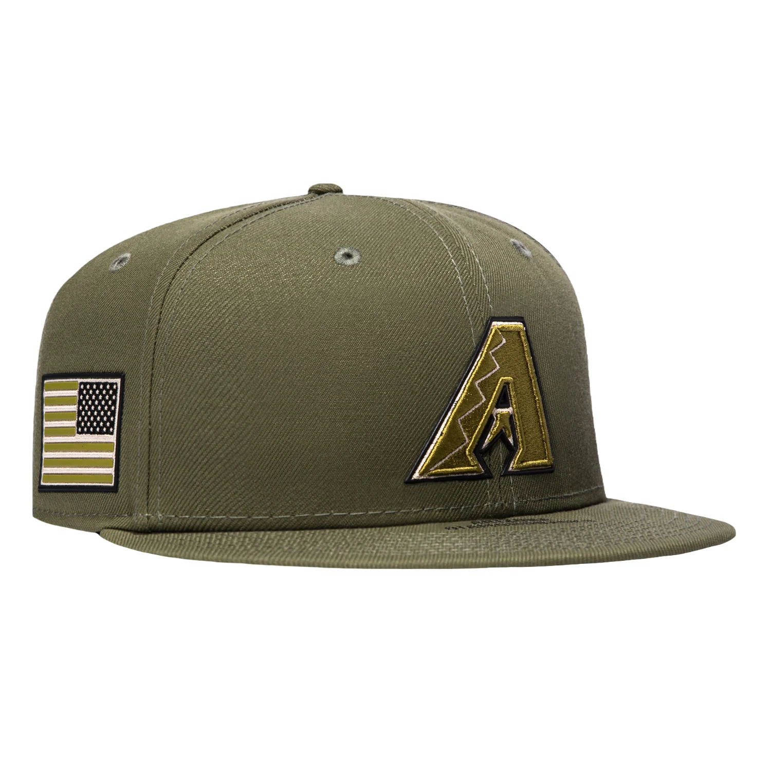 New Era 59Fifty Armed Forces Arizona Diamondbacks USA Flag Patch Hat - Olive