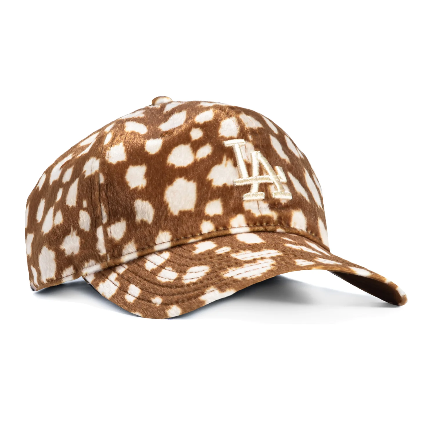 New Era 9Twenty Giraffe Animal Print Faux Fur Los Angeles Dodgers Strapback Hat - Khaki, Ivory