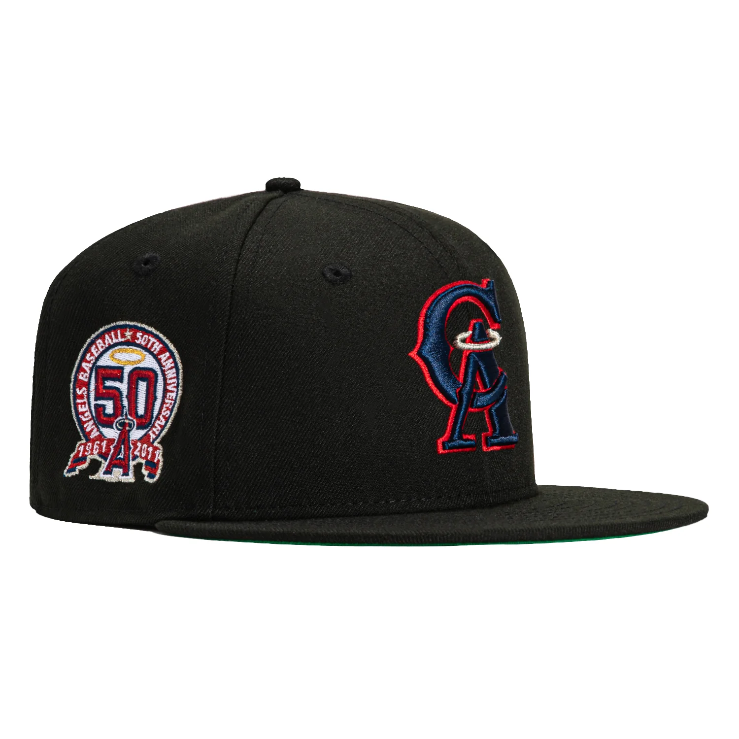 New Era 59Fifty Black Dome Los Angeles Angels 50th Anniversary Patch Hat - Black