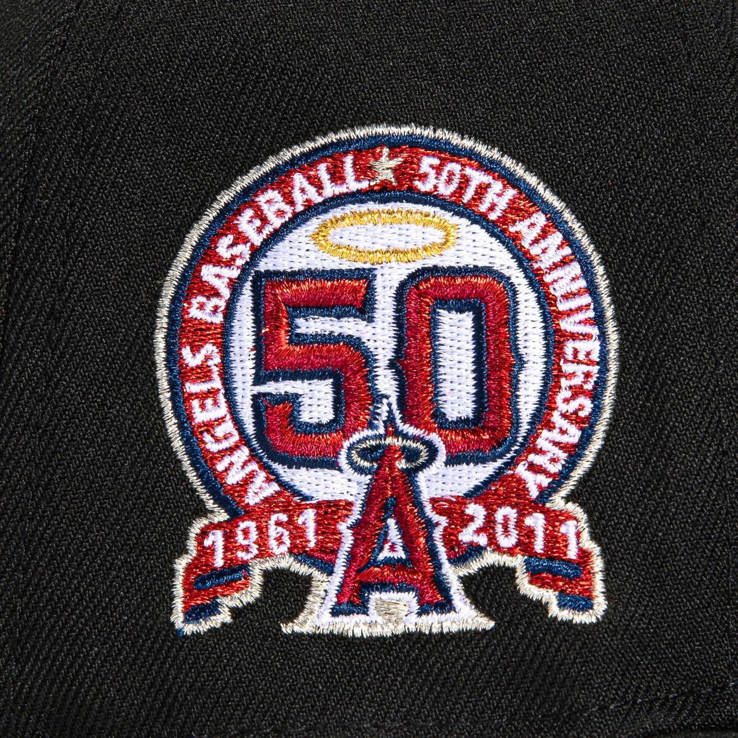 New Era 59Fifty Black Dome Los Angeles Angels 50th Anniversary Patch Hat - Black - Image 5