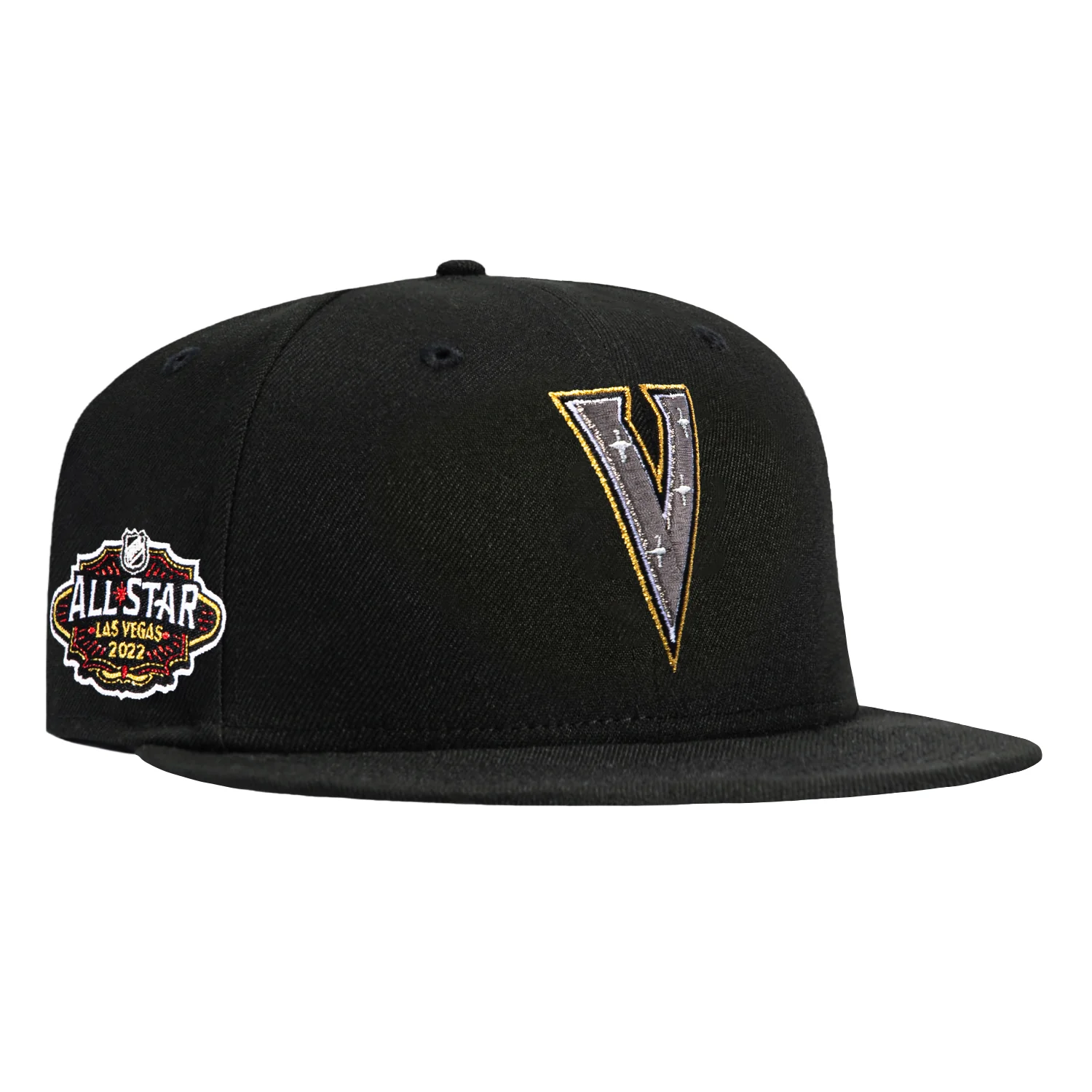 New Era 59Fifty Black Dome Vegas Golden Knights 2022 All Star Game Patch V Hat - Black