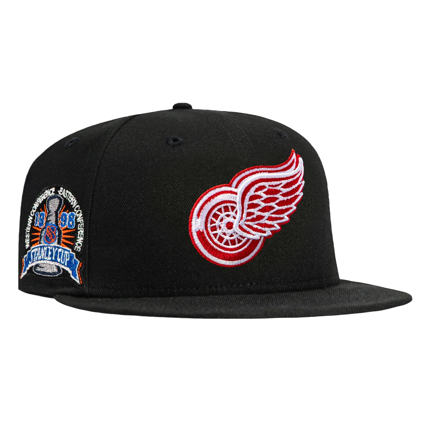 New Era 59Fifty Black Dome Detroit Red Wings 1998 Stanley Cup Patch Hat - Black