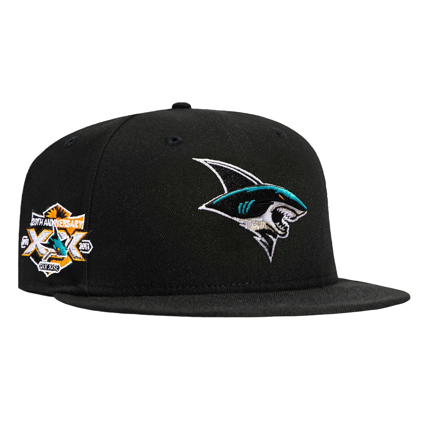 New Era 59Fifty Black Dome San Jose Sharks 20th Anniversary Patch Alternate Hat - Black