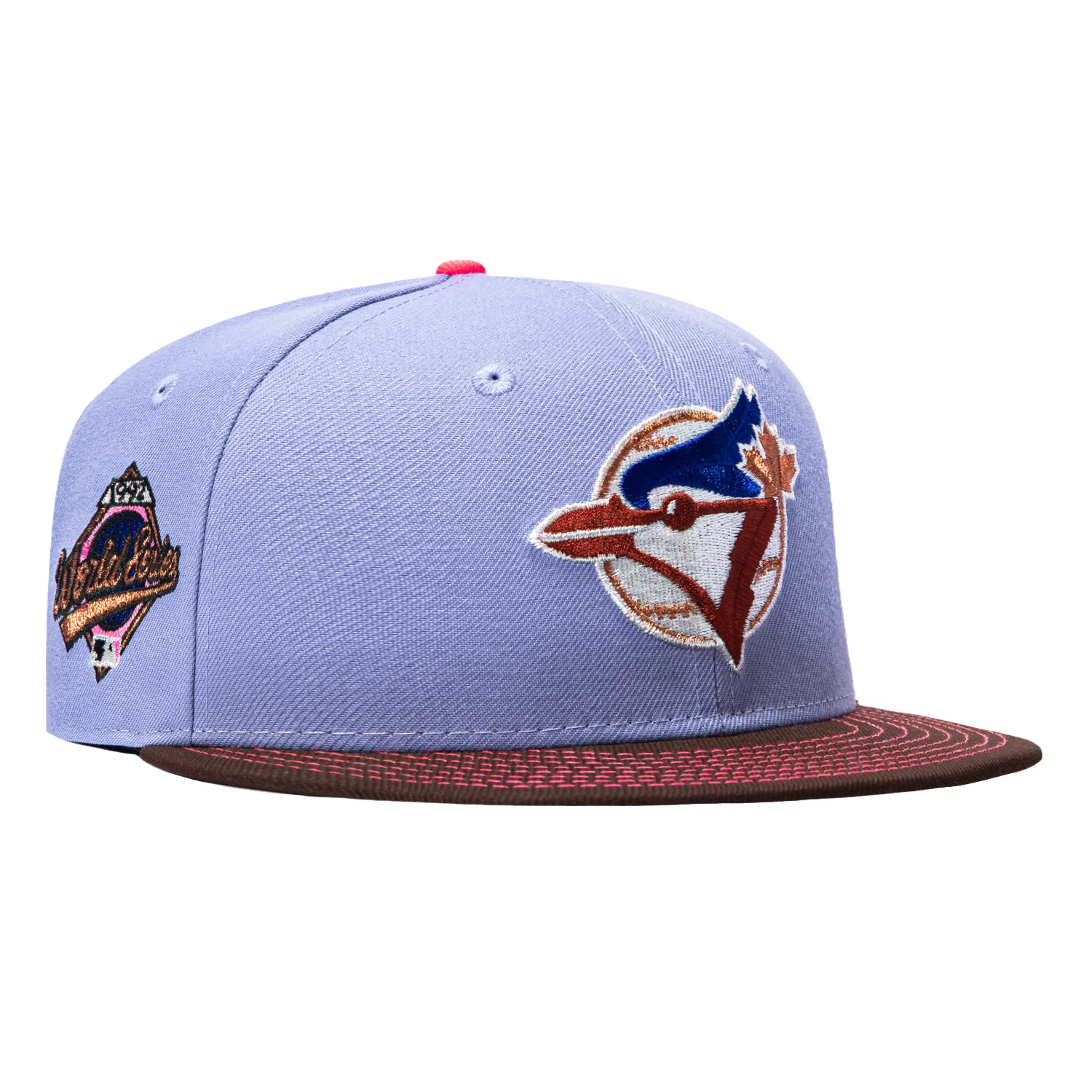 New Era 59Fifty Blossom Toronto Blue Jays 1992 World Series Patch Contrast Stitch Hat - Lavender, Brown