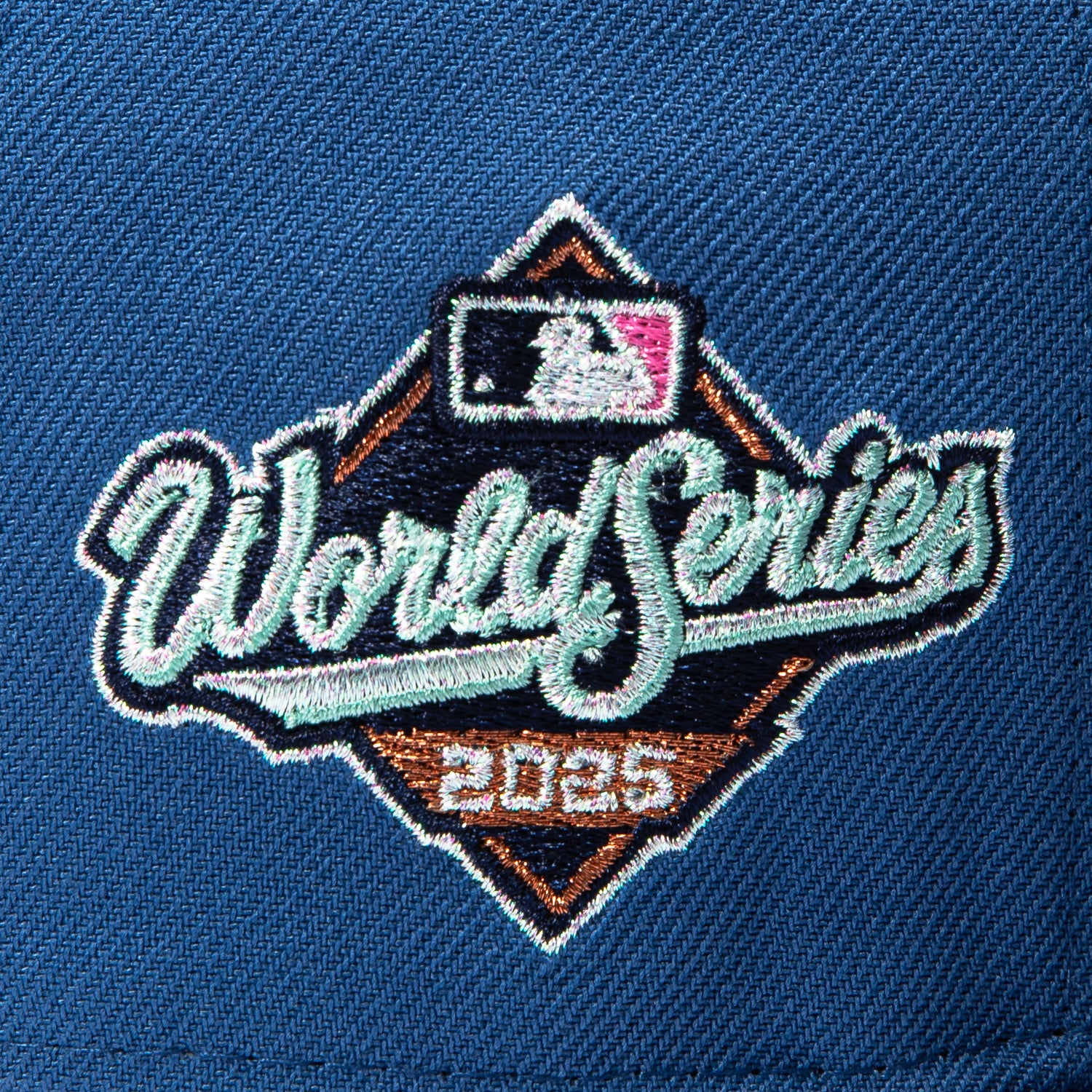 New Era 59Fifty Blossom Los Angeles Dodgers 2025 World Series Patch Script Hat - Indigo, Purple - Image 5