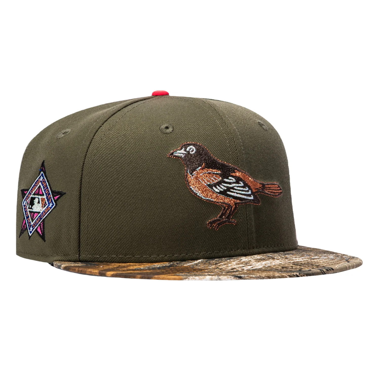 New Era 59Fifty Blossom Baltimore Orioles 1994 All Star Game Patch Hat - Olive, Realtree