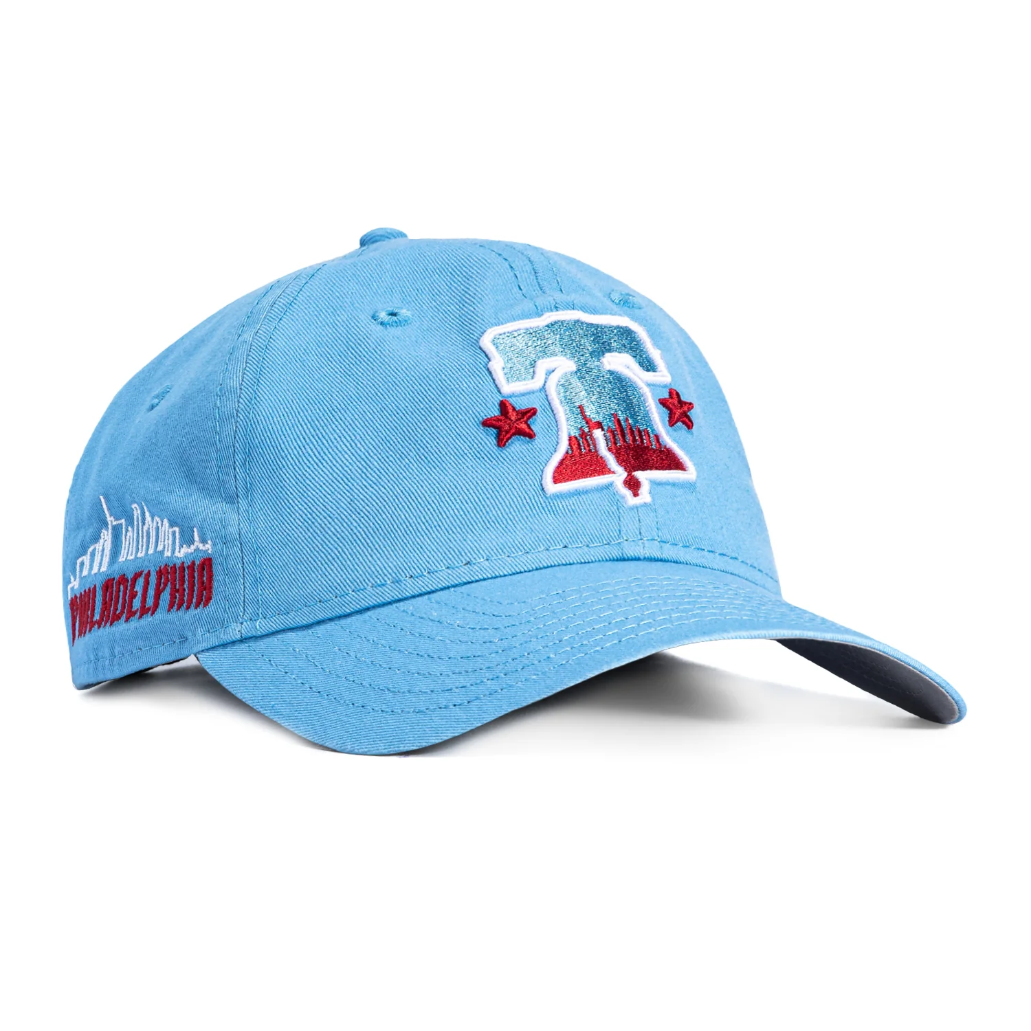 New Era 9Twenty Philadelphia Phillies City Patch Bell Strapback Hat - Light Blue
