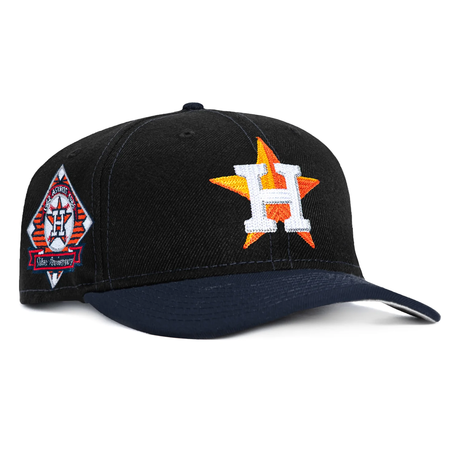 New Era 9Fifty Retro Crown Houston Astros 25th Silver Anniversary Patch Snapback Hat - Black, Navy